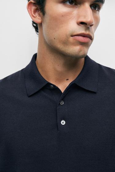 100% cotton knit polo sweater — NAVY BLUE 8