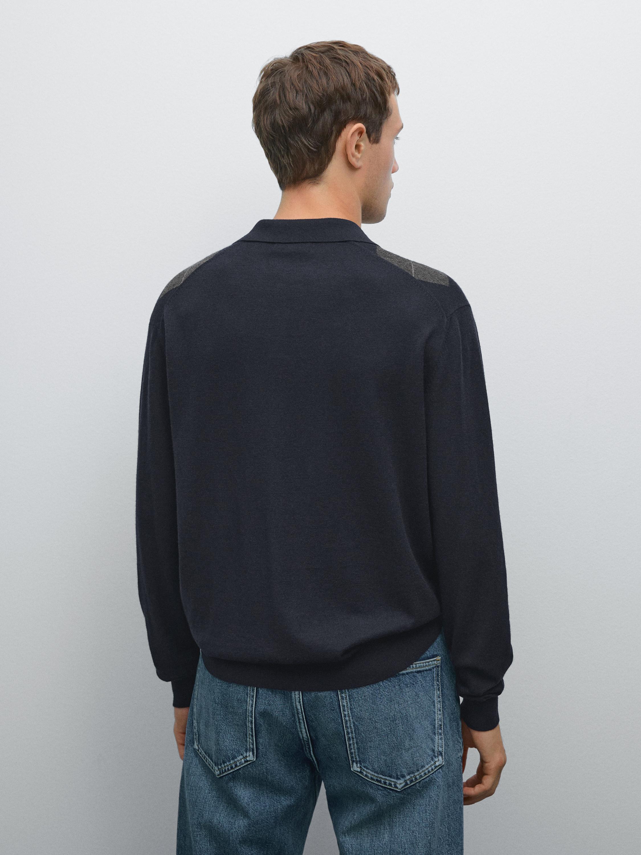 Pleteni polo pulover od mješavine vune s uzorkom rombova