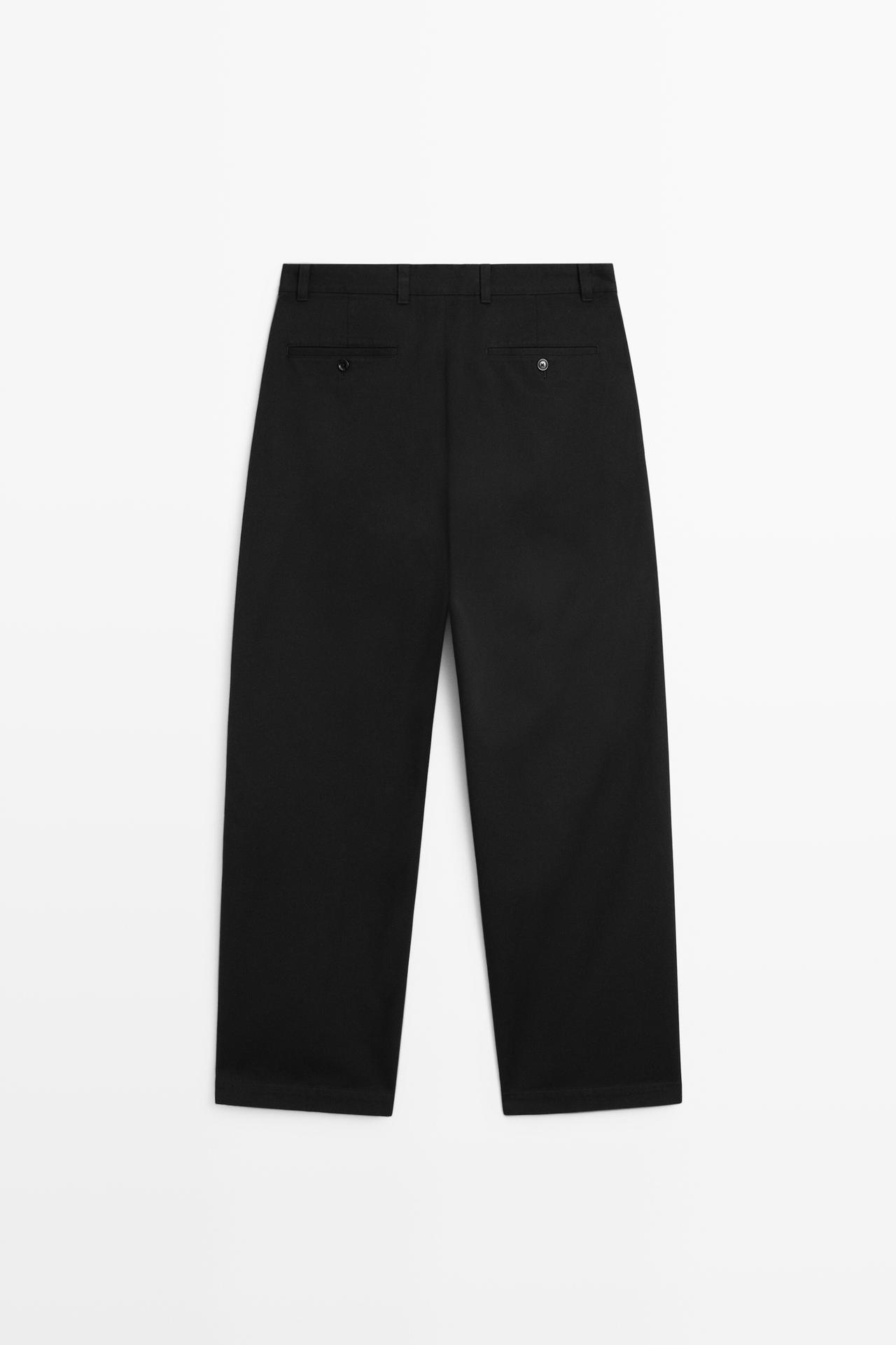Barrel fit pants with pleat detail — BLACK