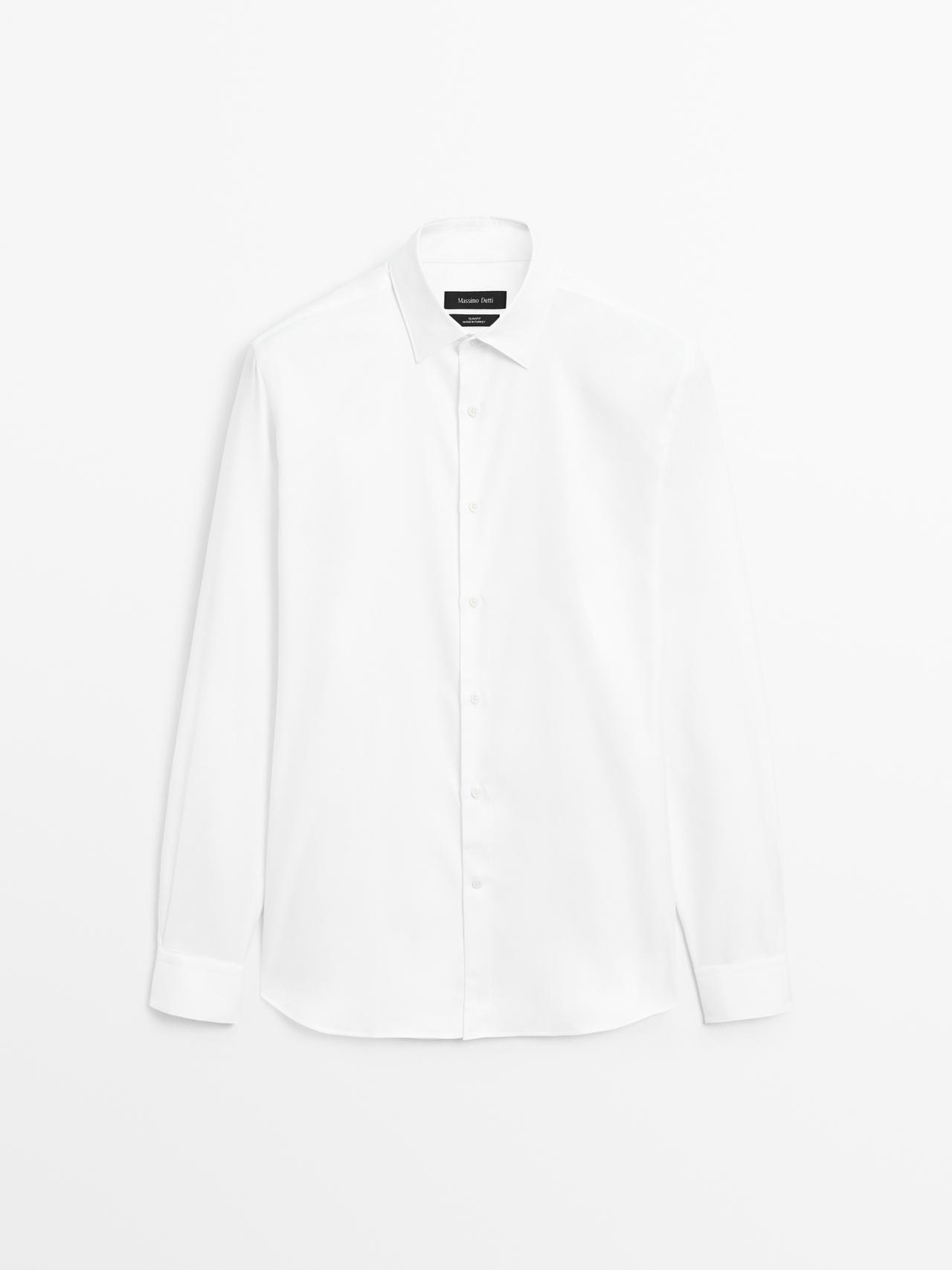 Massimo Dutti - Herre - Slim Fit Oxfordskjorte I 100 % Bomuld - Hvid - 40