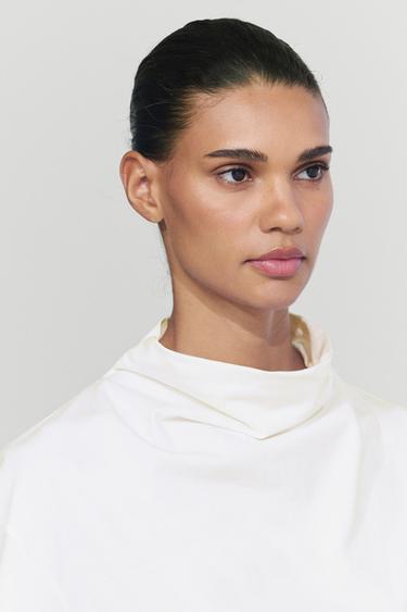 100% cotton draped neckline T-shirt — Off white 5