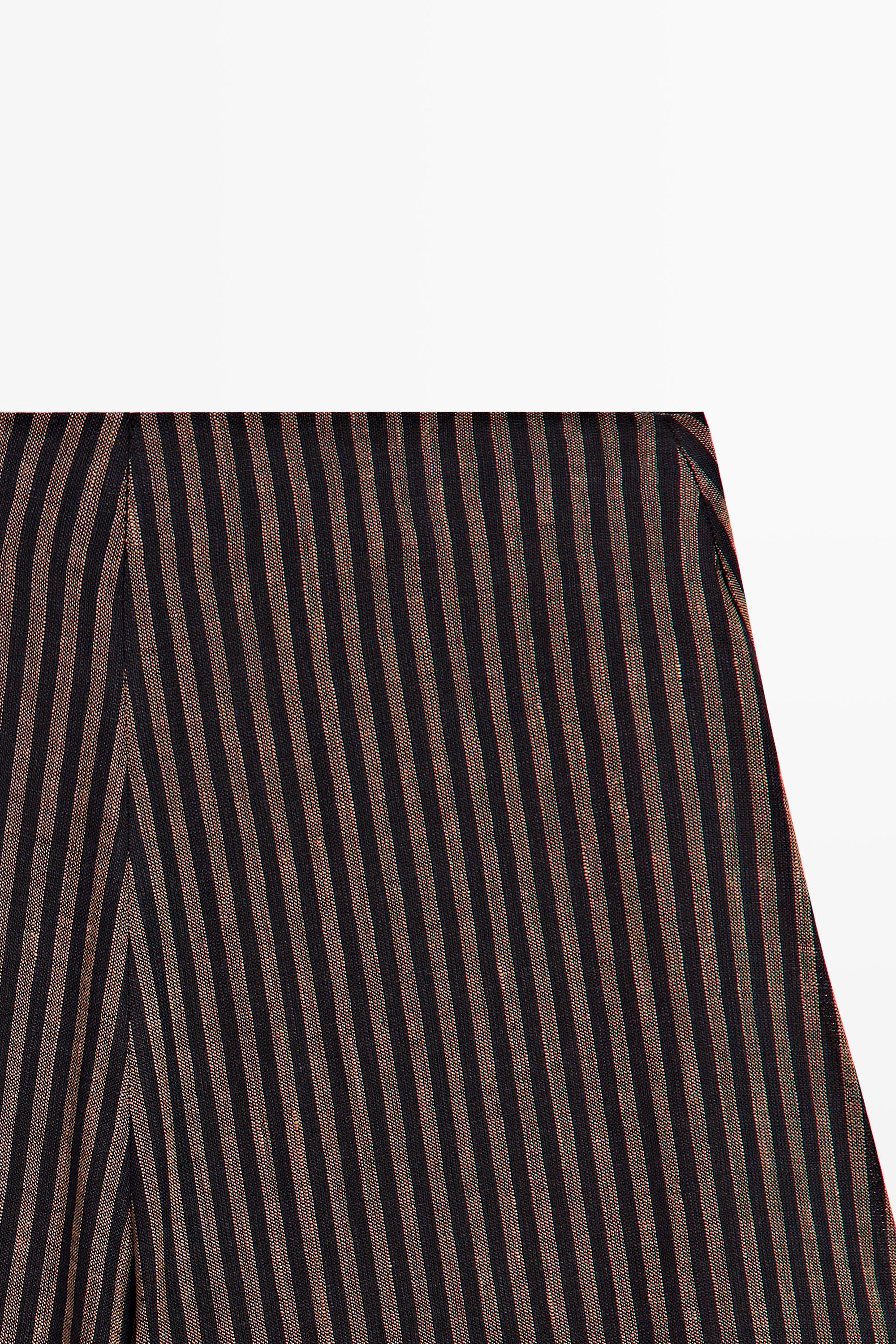Striped flowing linen blend skort — NAVY BLUE