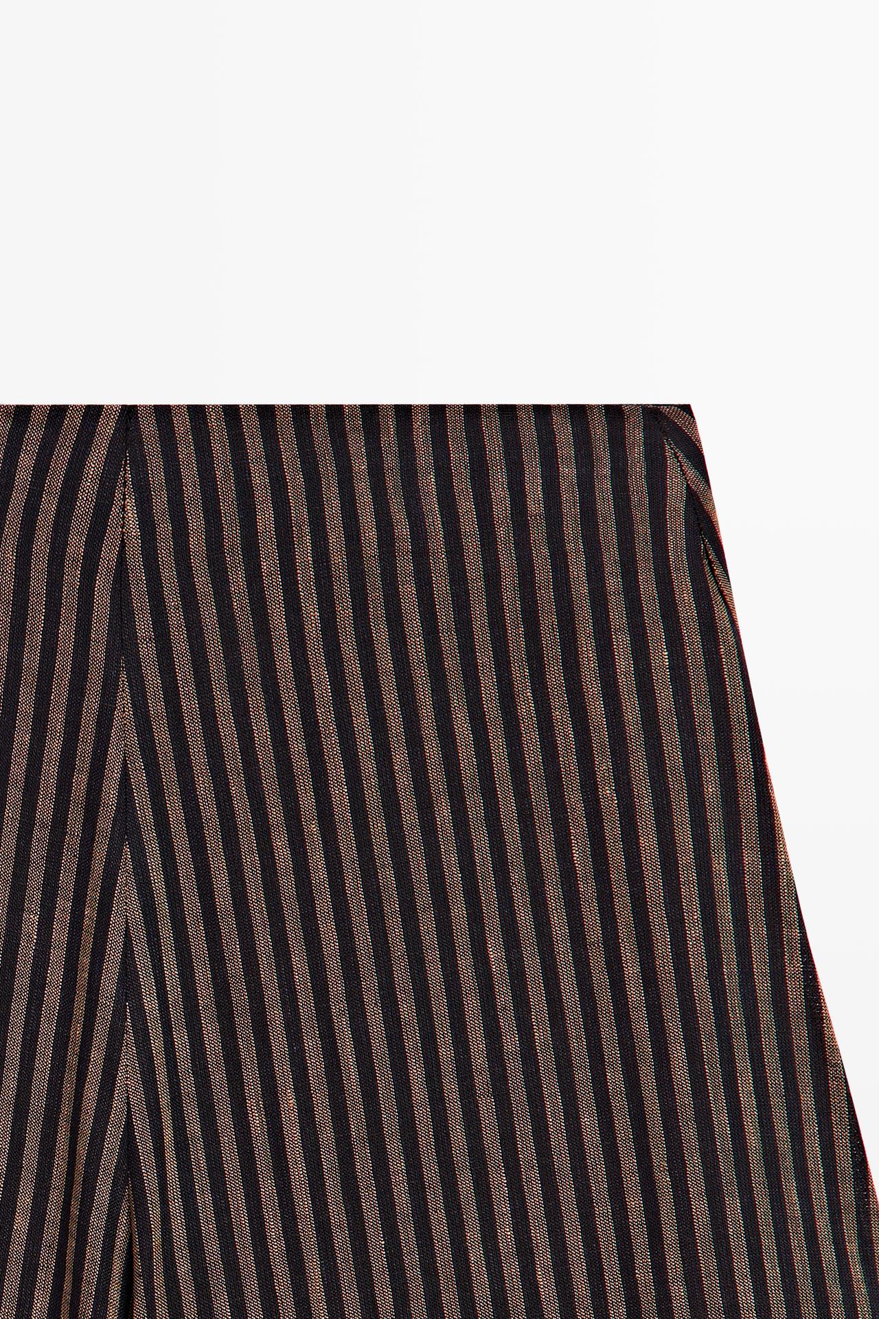 Striped flowing linen blend skort — NAVY BLUE