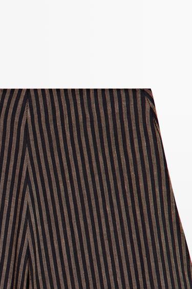 Striped flowing linen blend skort — NAVY BLUE 9