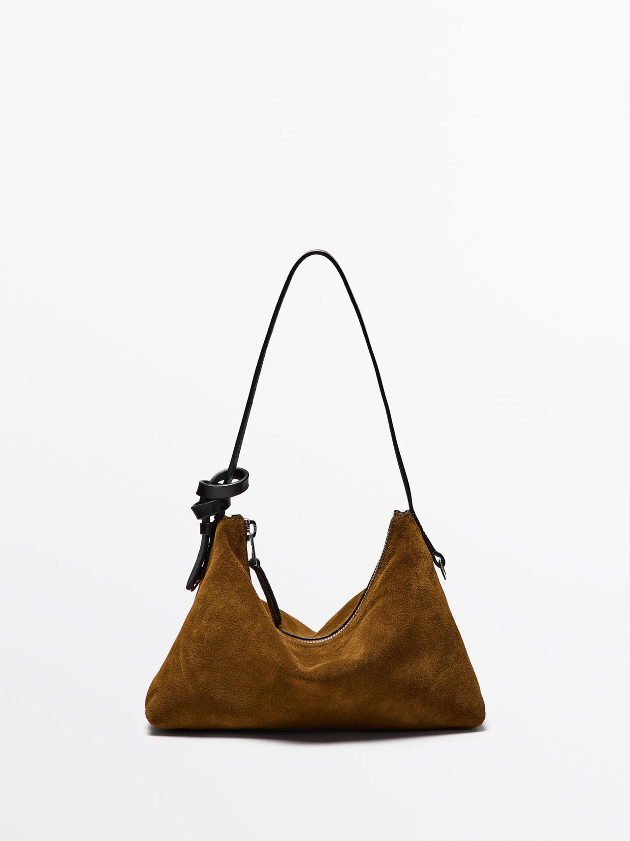 Massimo Dutti - Dame - Lille Taske I Spaltlæder - Guld - 01