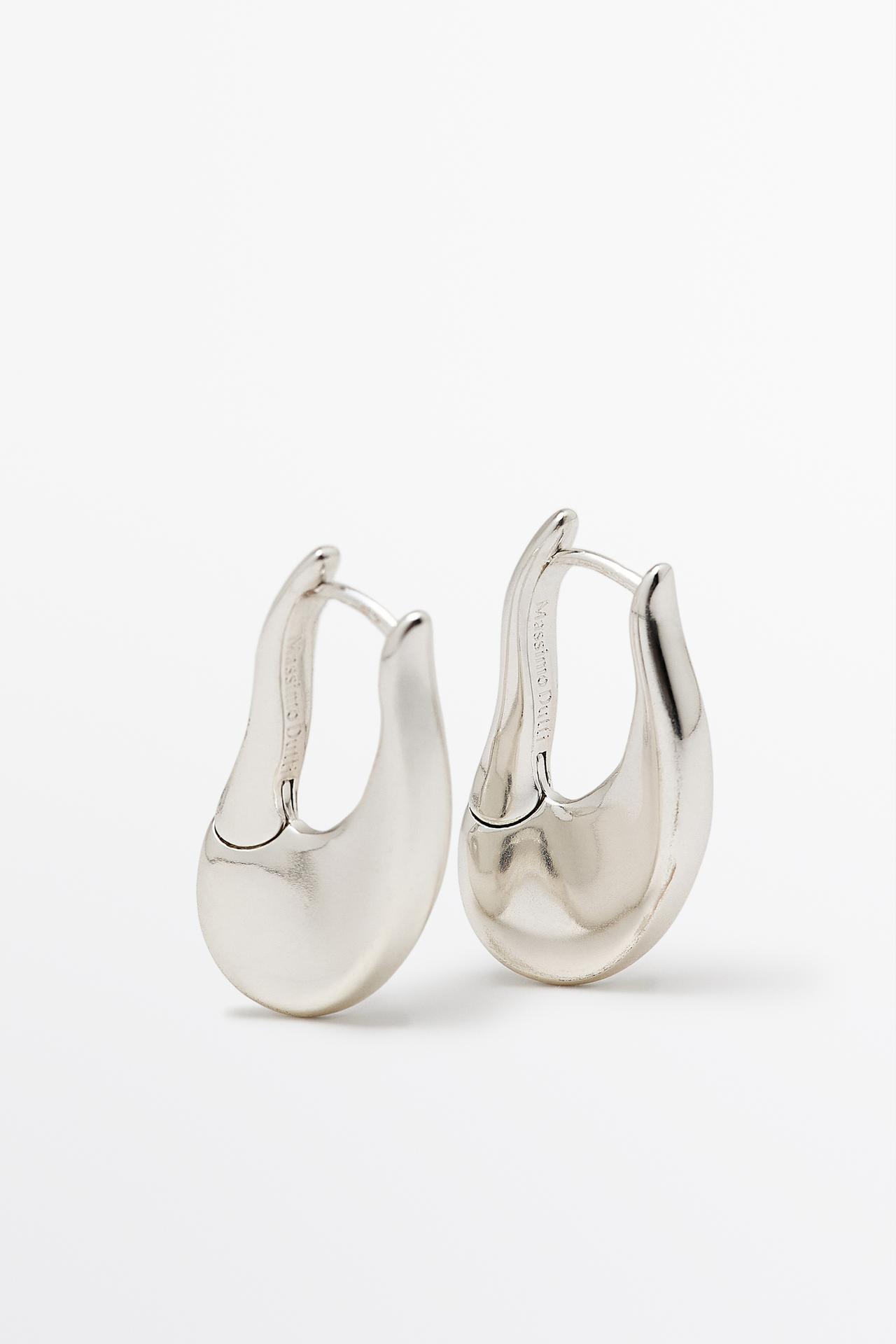 Fluid lines hoop earrings — SILVER