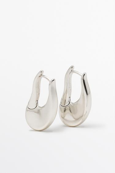 Fluid lines hoop earrings — SILVER 4