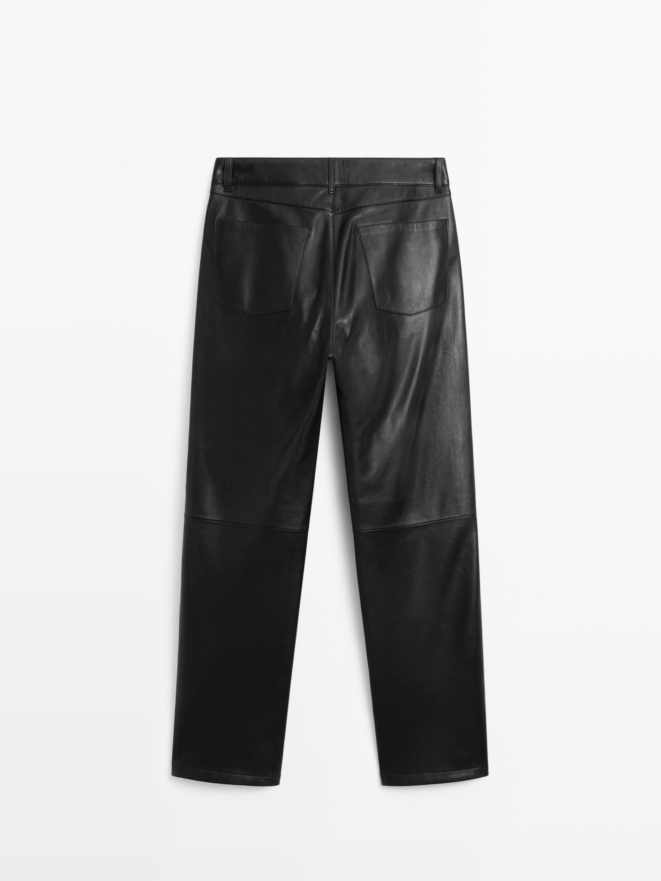 Nappa leather five-pocket trousers