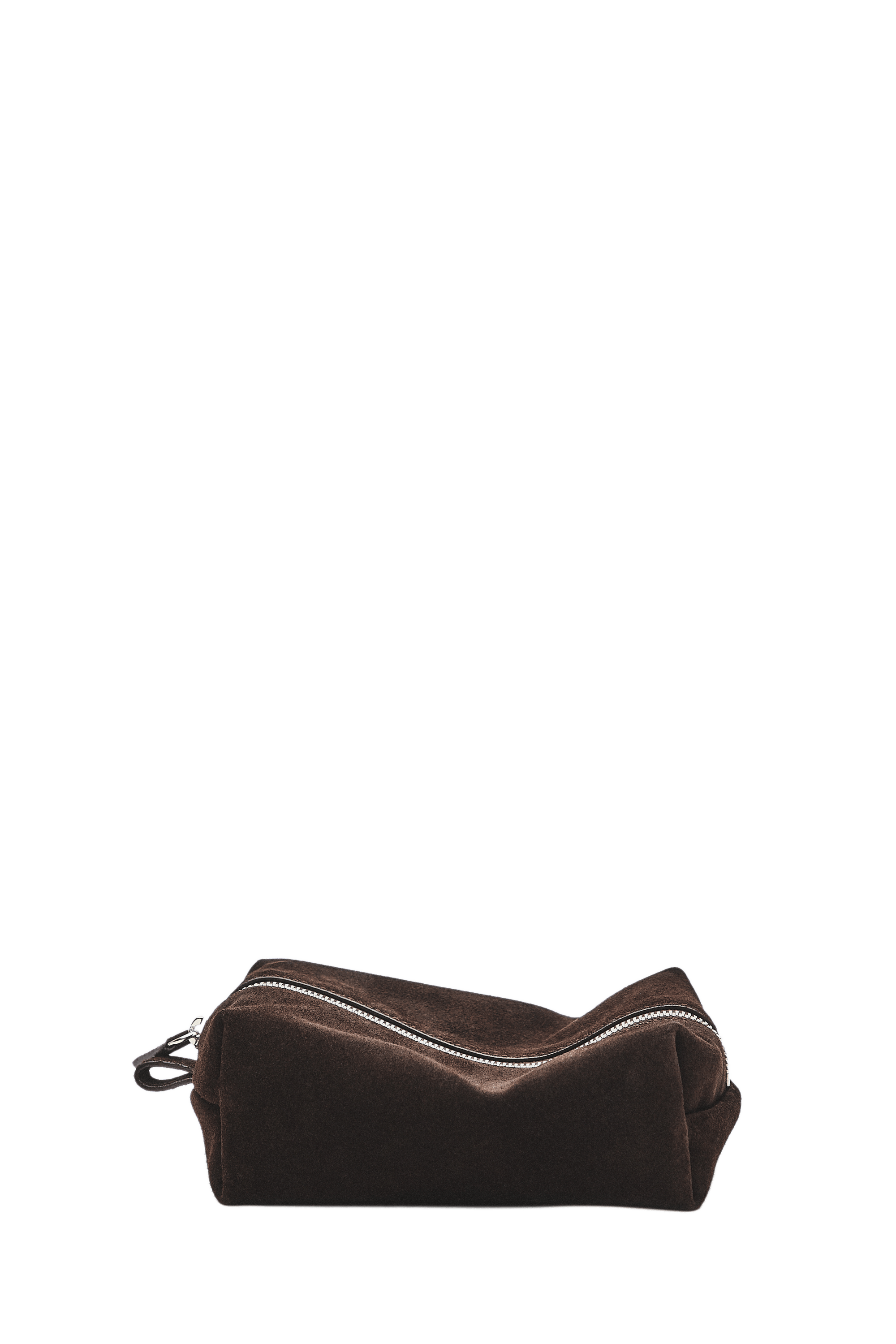 Massimo Dutti Mini süet deri makyaj çantası görsel 7