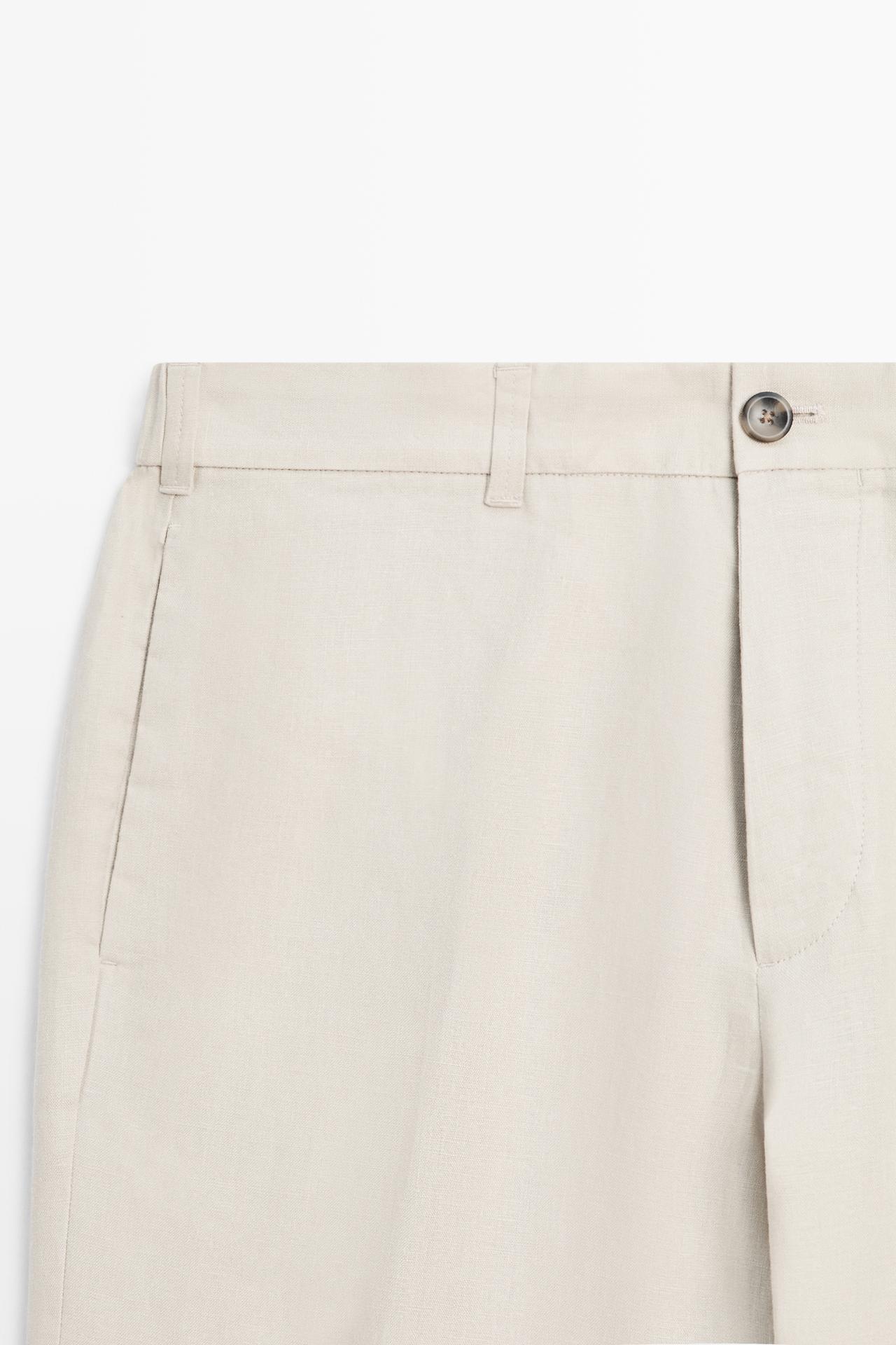 Tapered fit linen pants — BEIGE