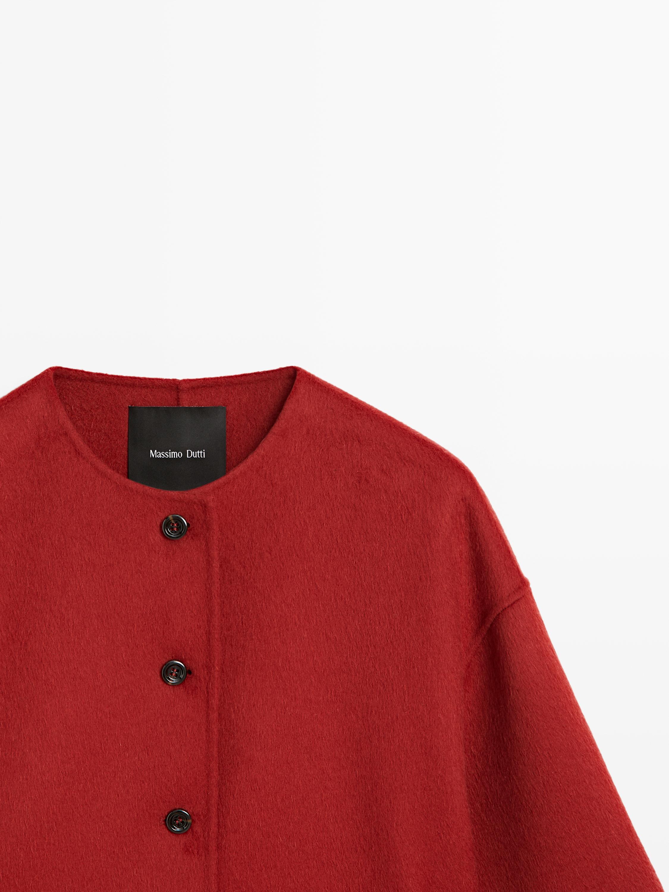 Wool blend jacket with seams — RED