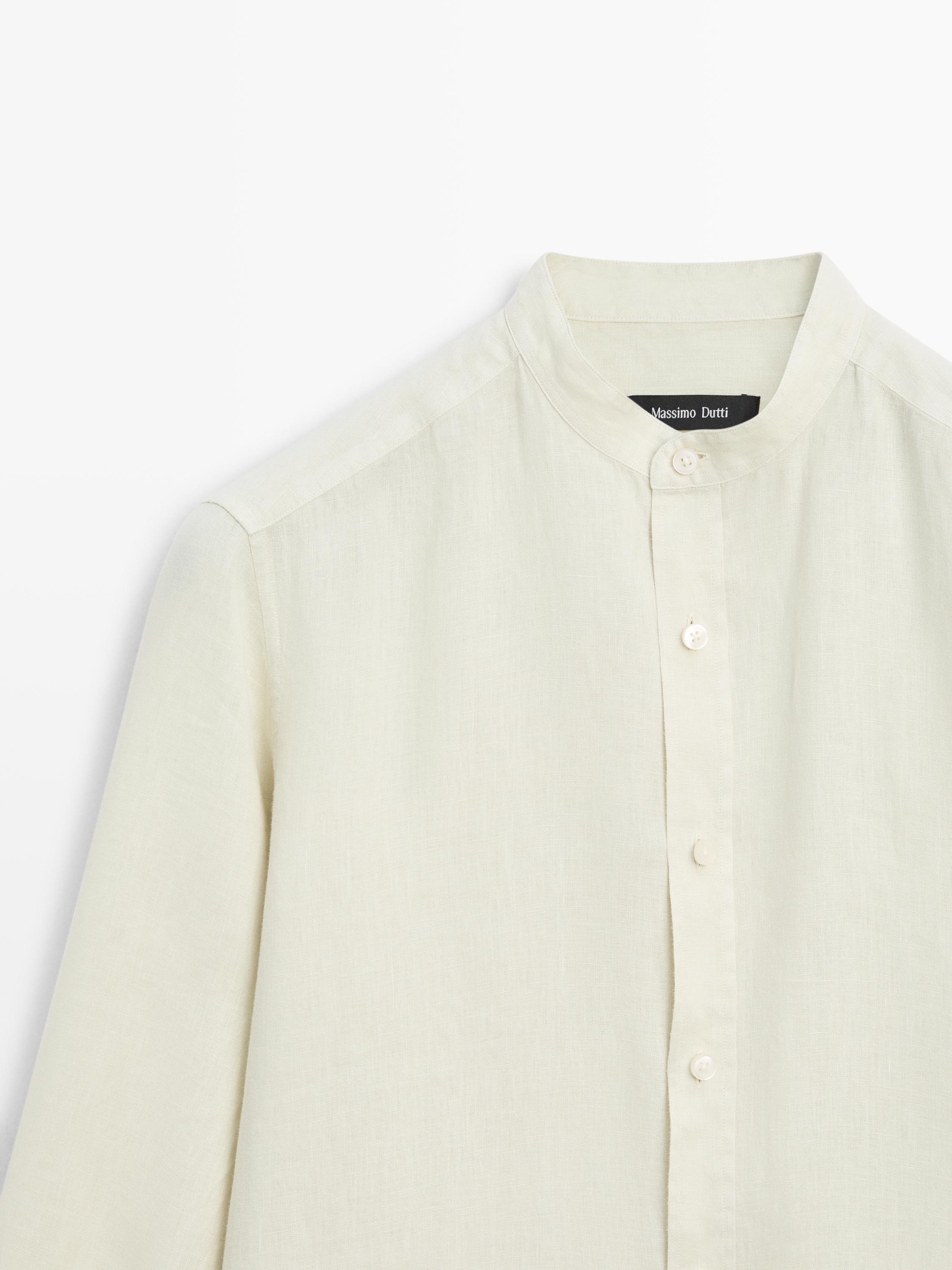 Slim fit stand collar shirt — Green