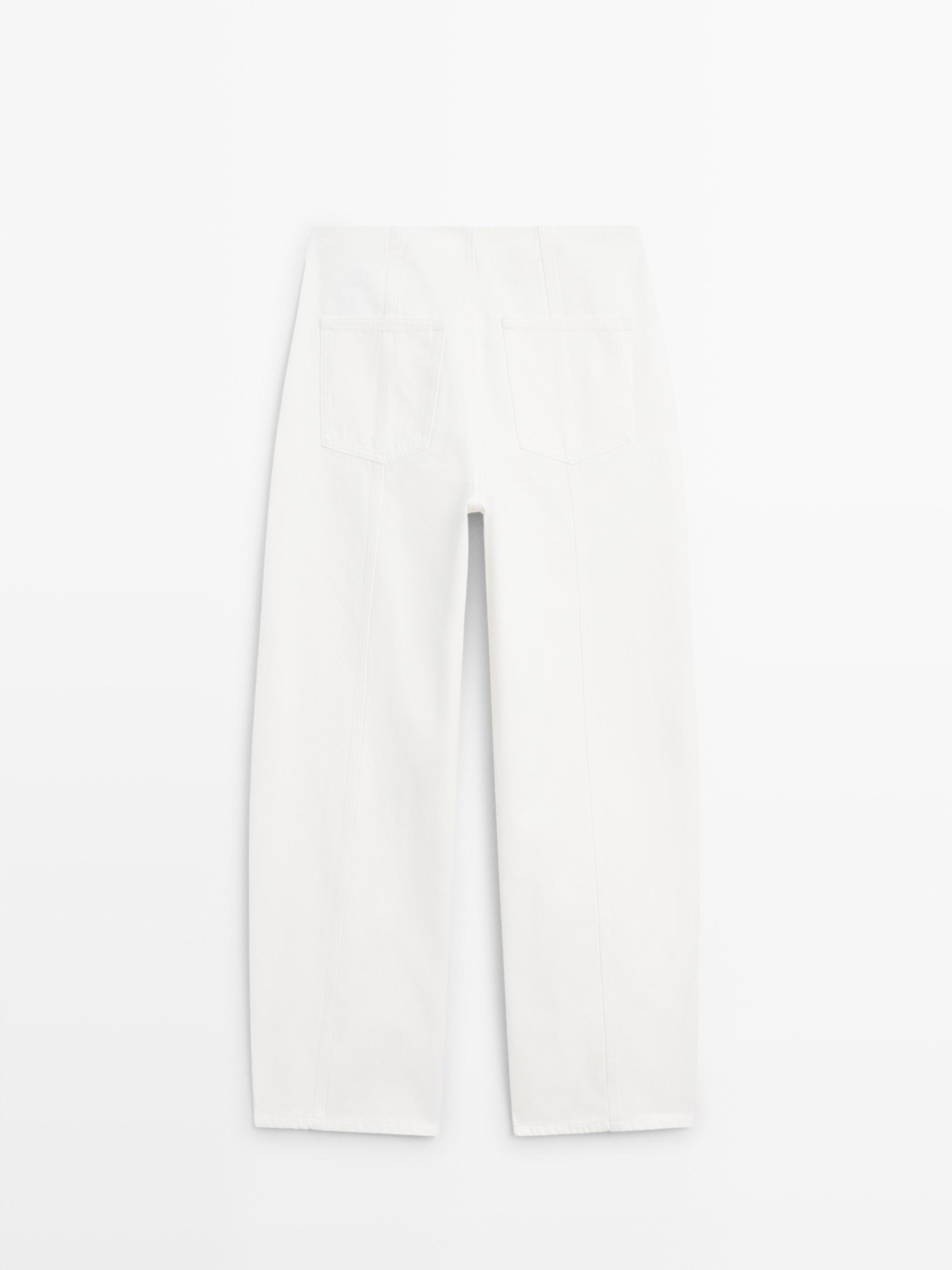 Barrel fit jeans with seam details — Off white