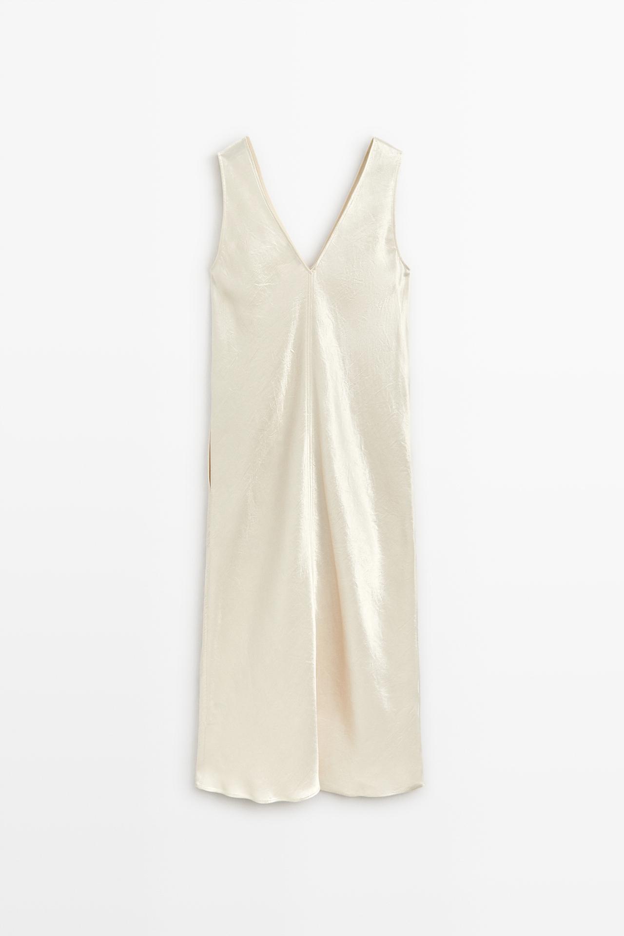 Satin midi slip dress — CREAM
