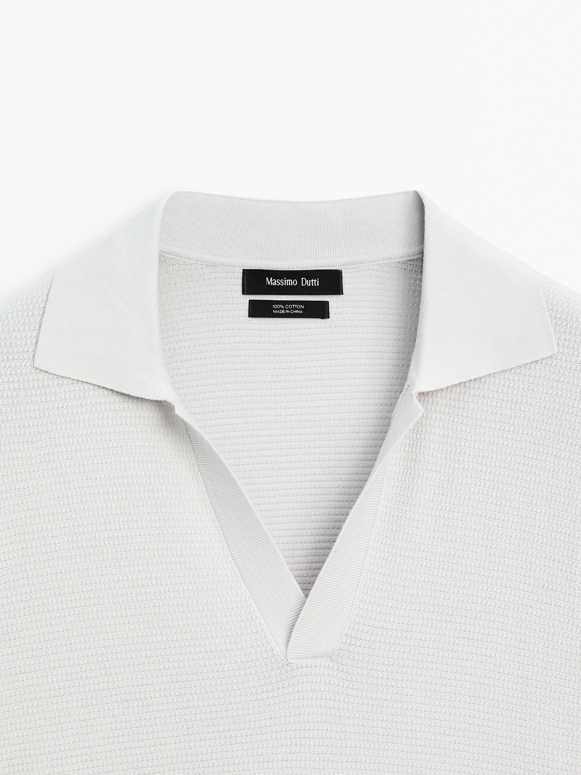 Knit V-neck polo shirt