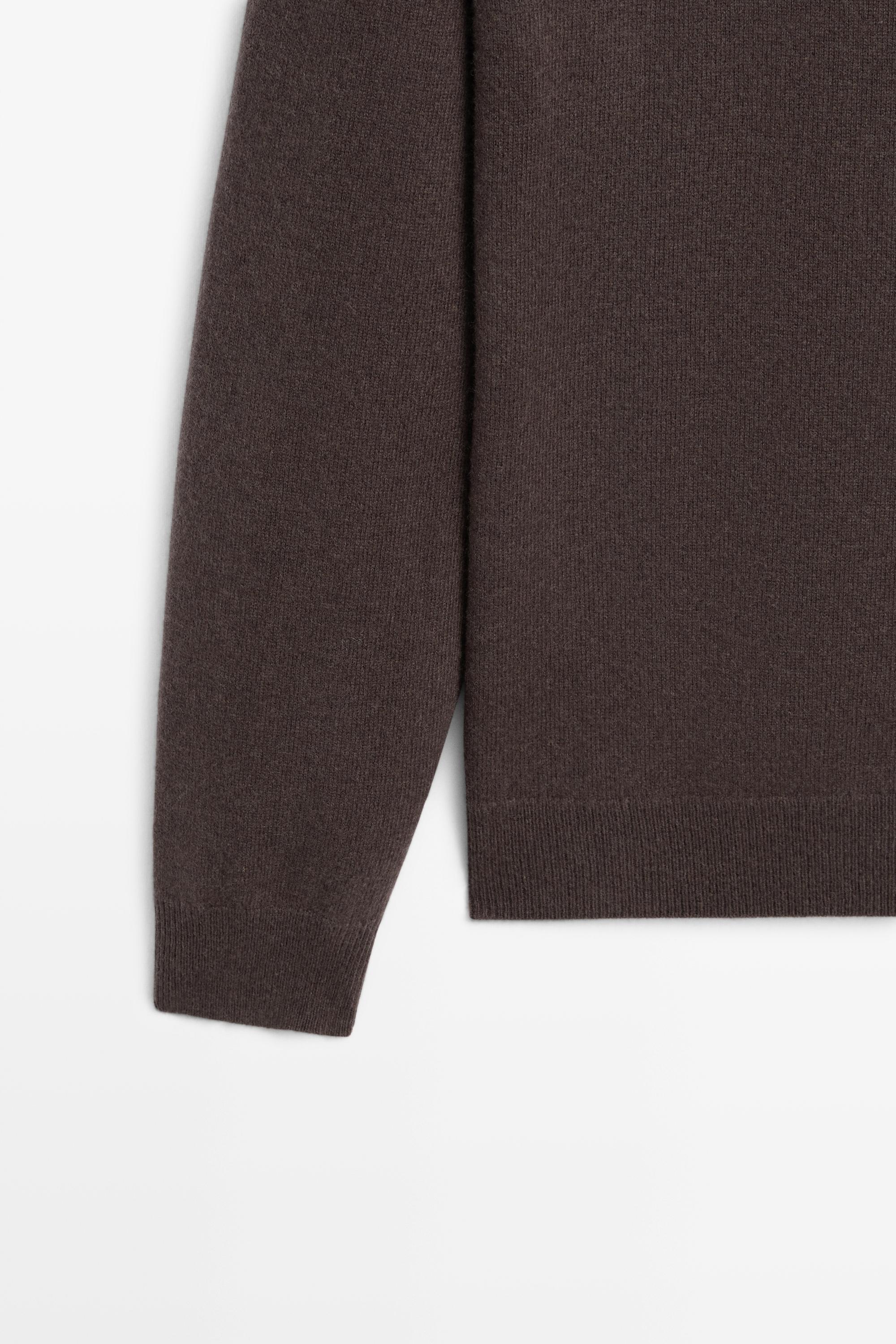 Wool blend zip-detail cardigan — BROWN