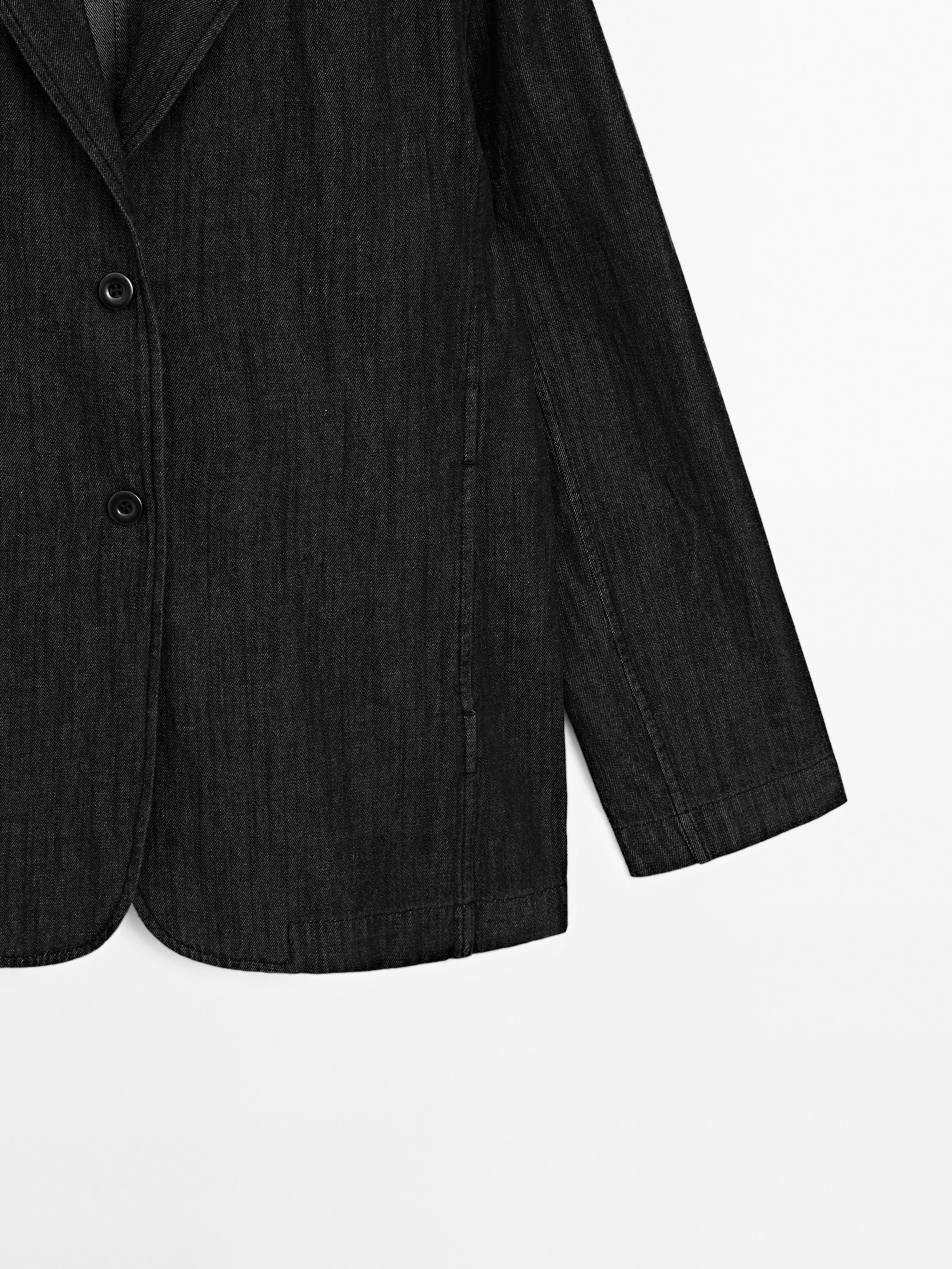 Loose denim blazer