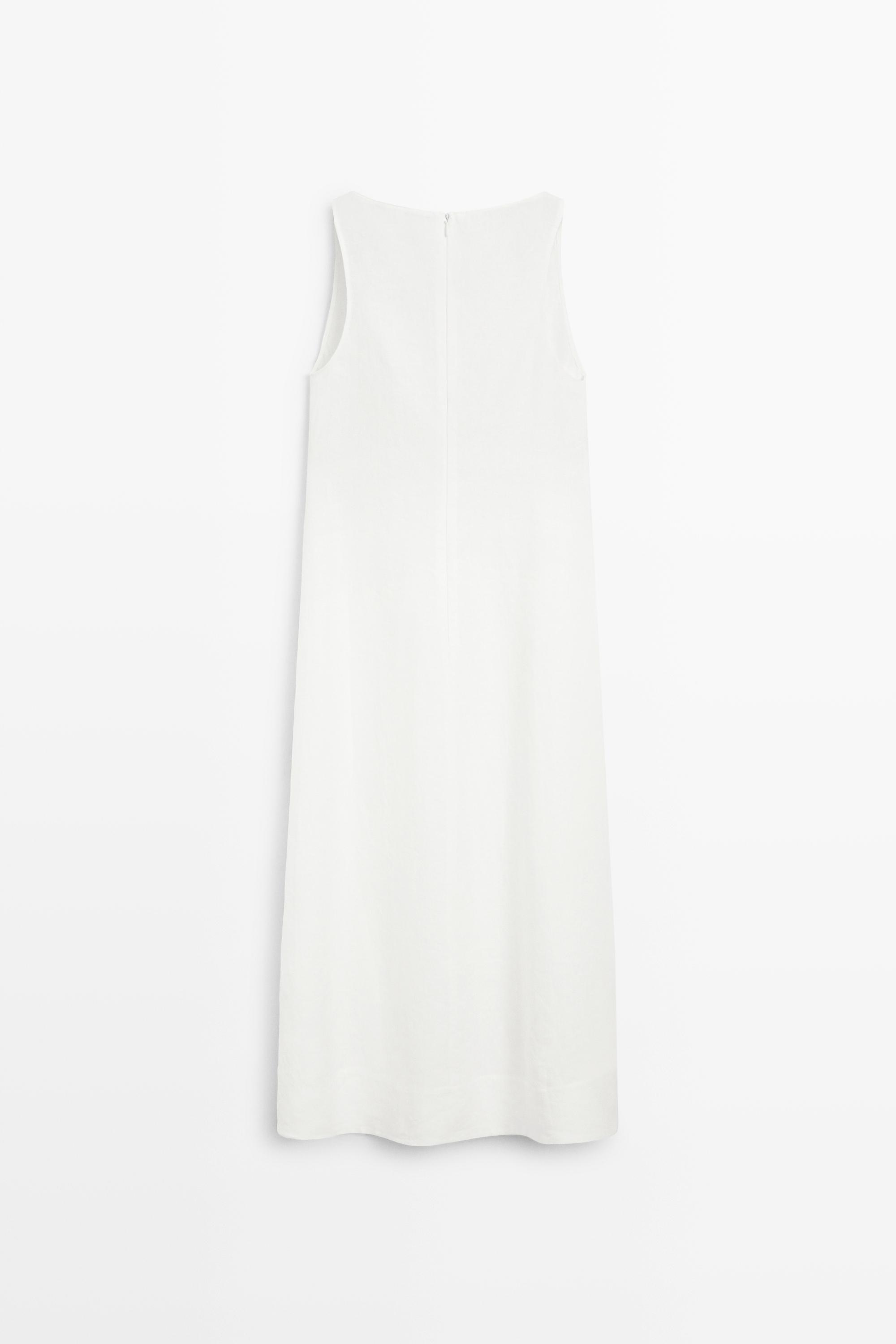 100% linen halter dress — WHITE