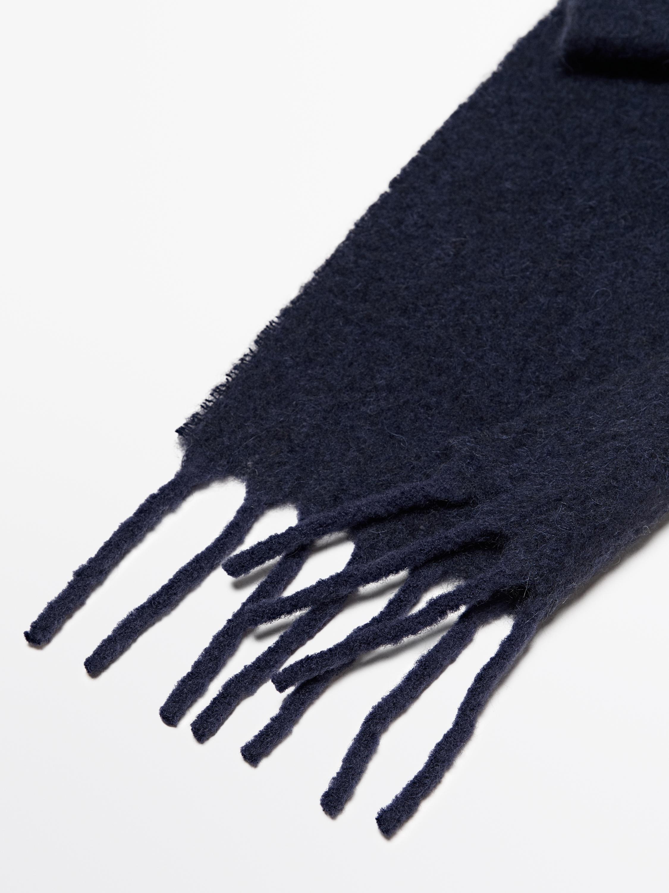 Fringed alpaca and wool blend scarf