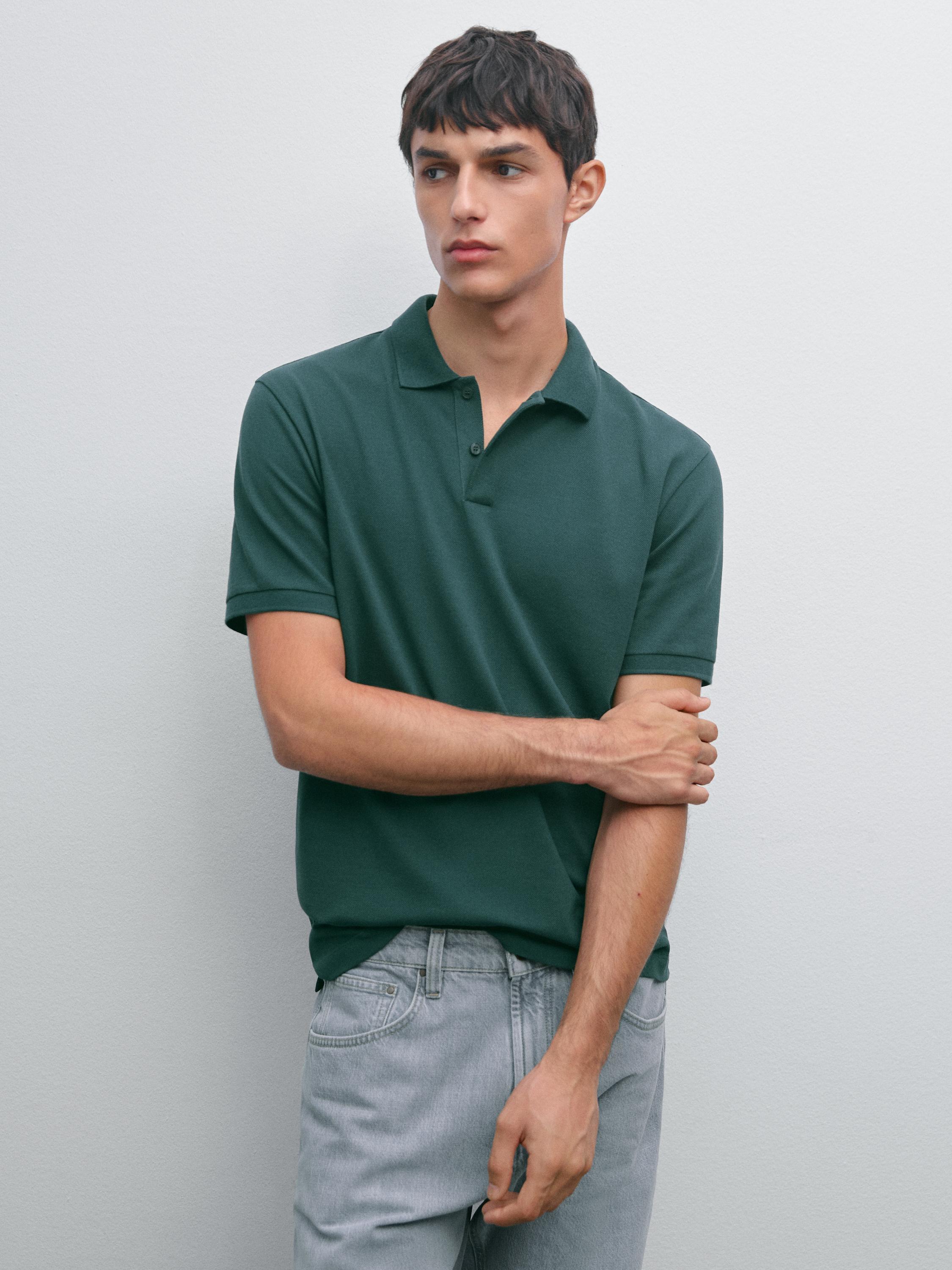 Polo micro-texture en piqué de coton