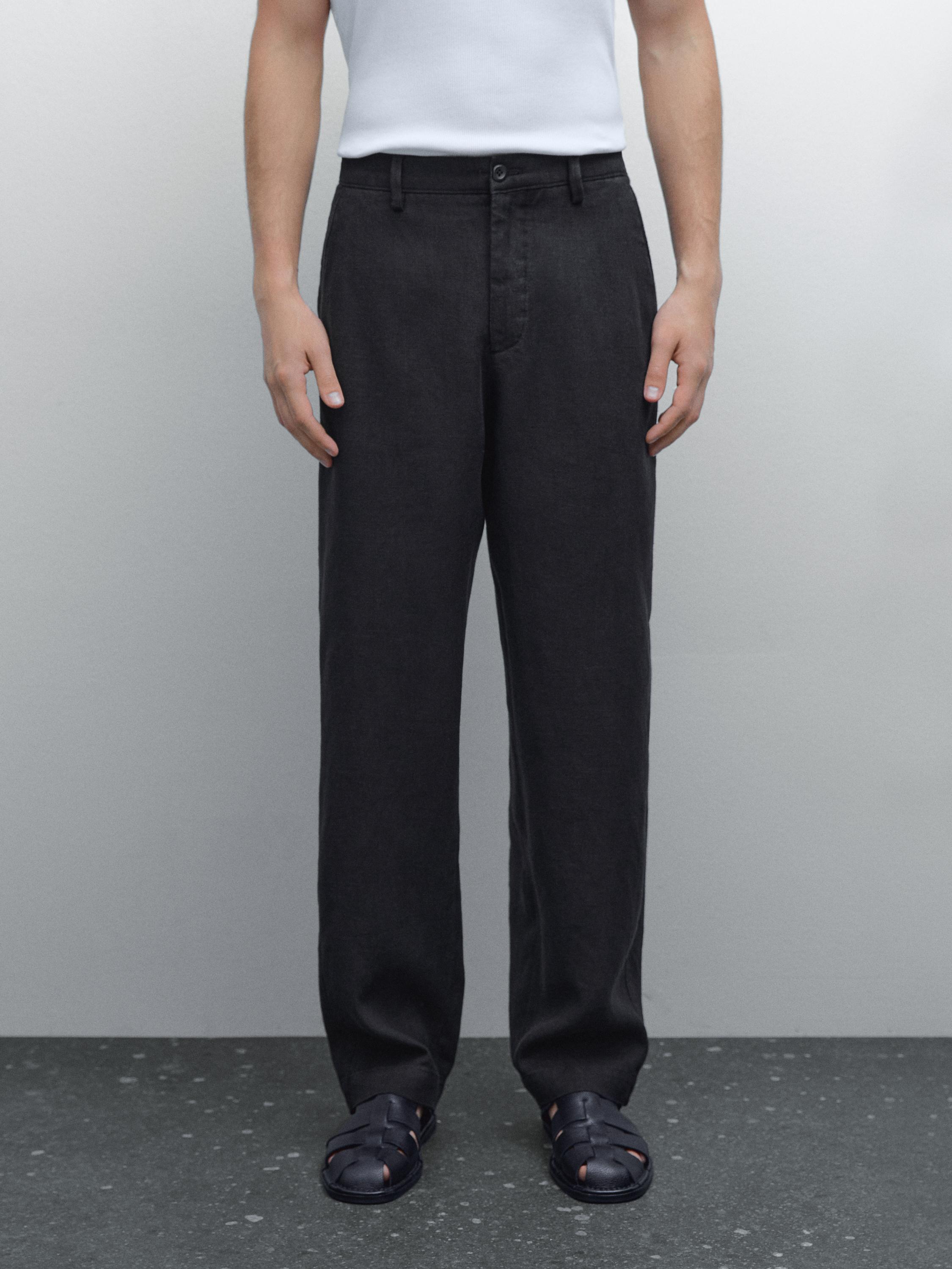 Straight trousers 100% linen