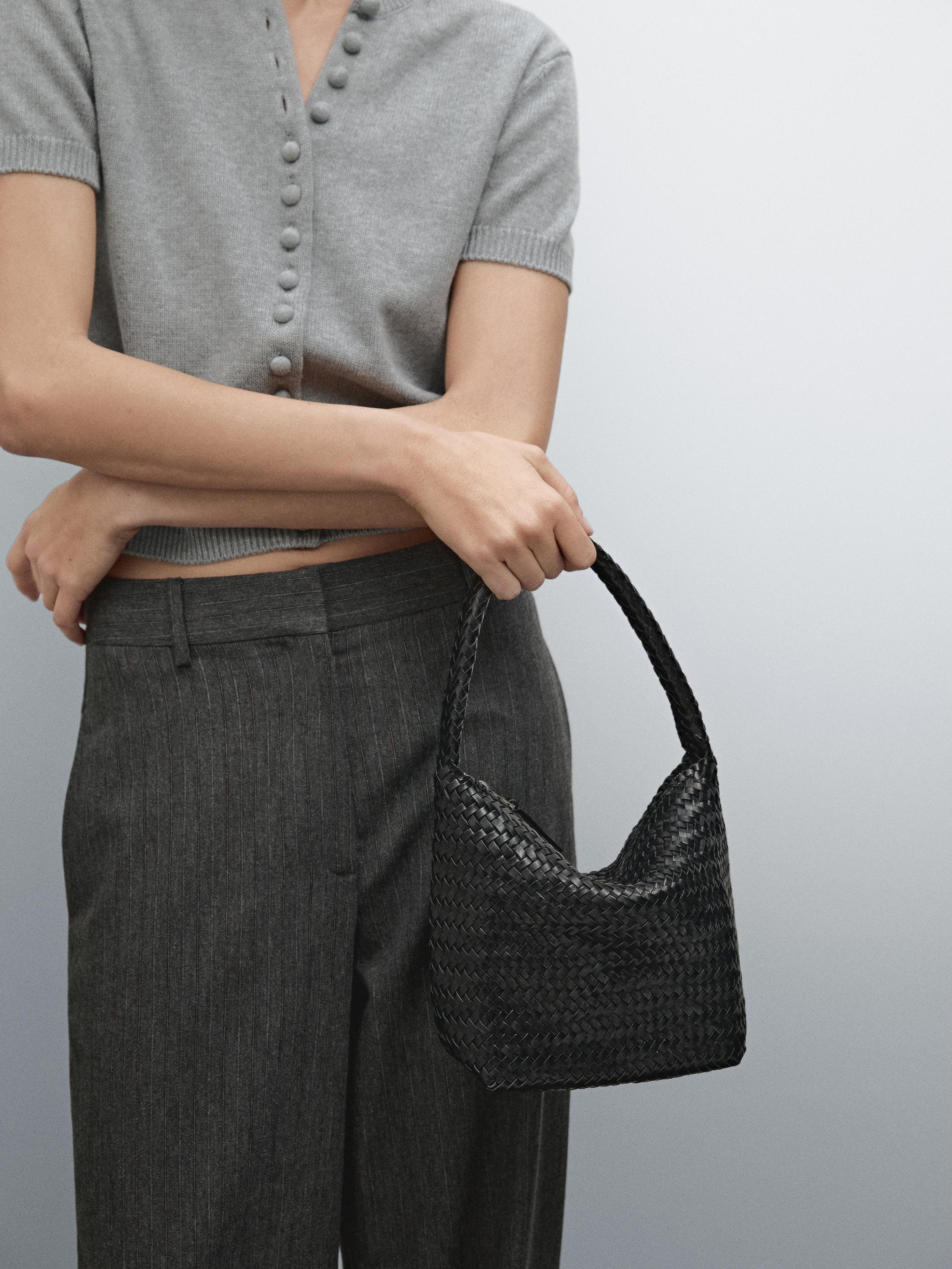 Bolso bucket trenzado piel napa