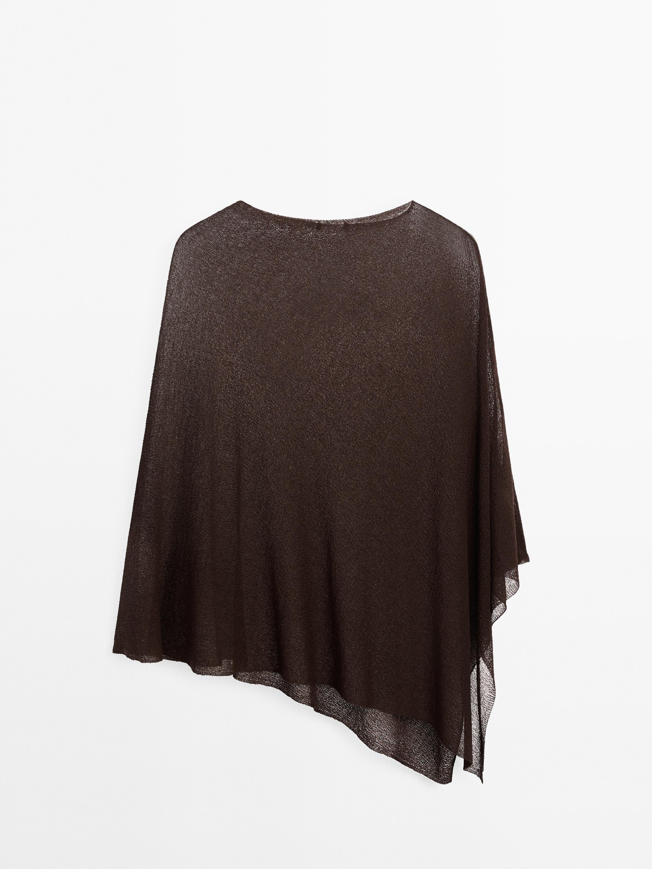 Asymmetric knit cape