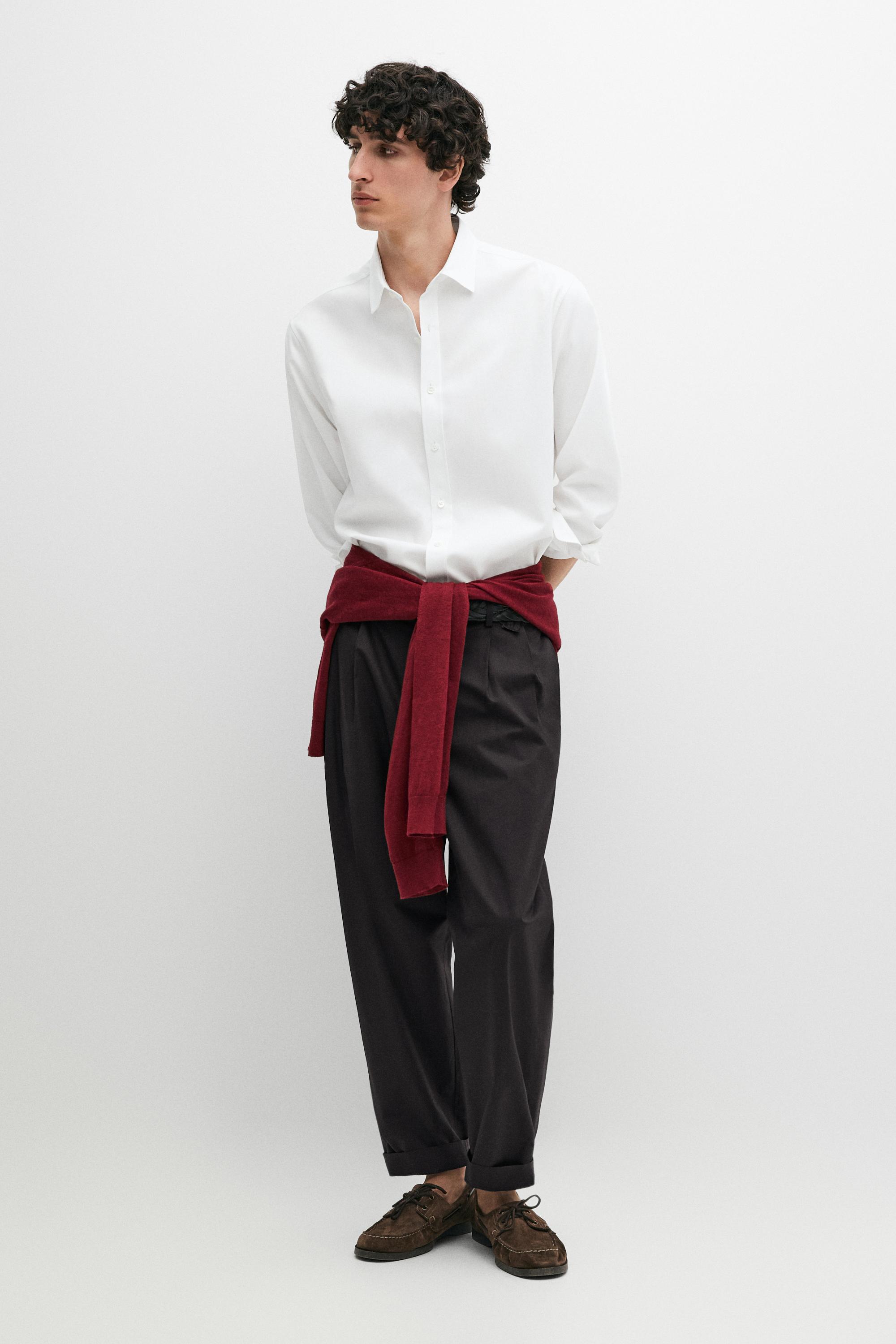 Slim fit 100% cotton shirt — WHITE