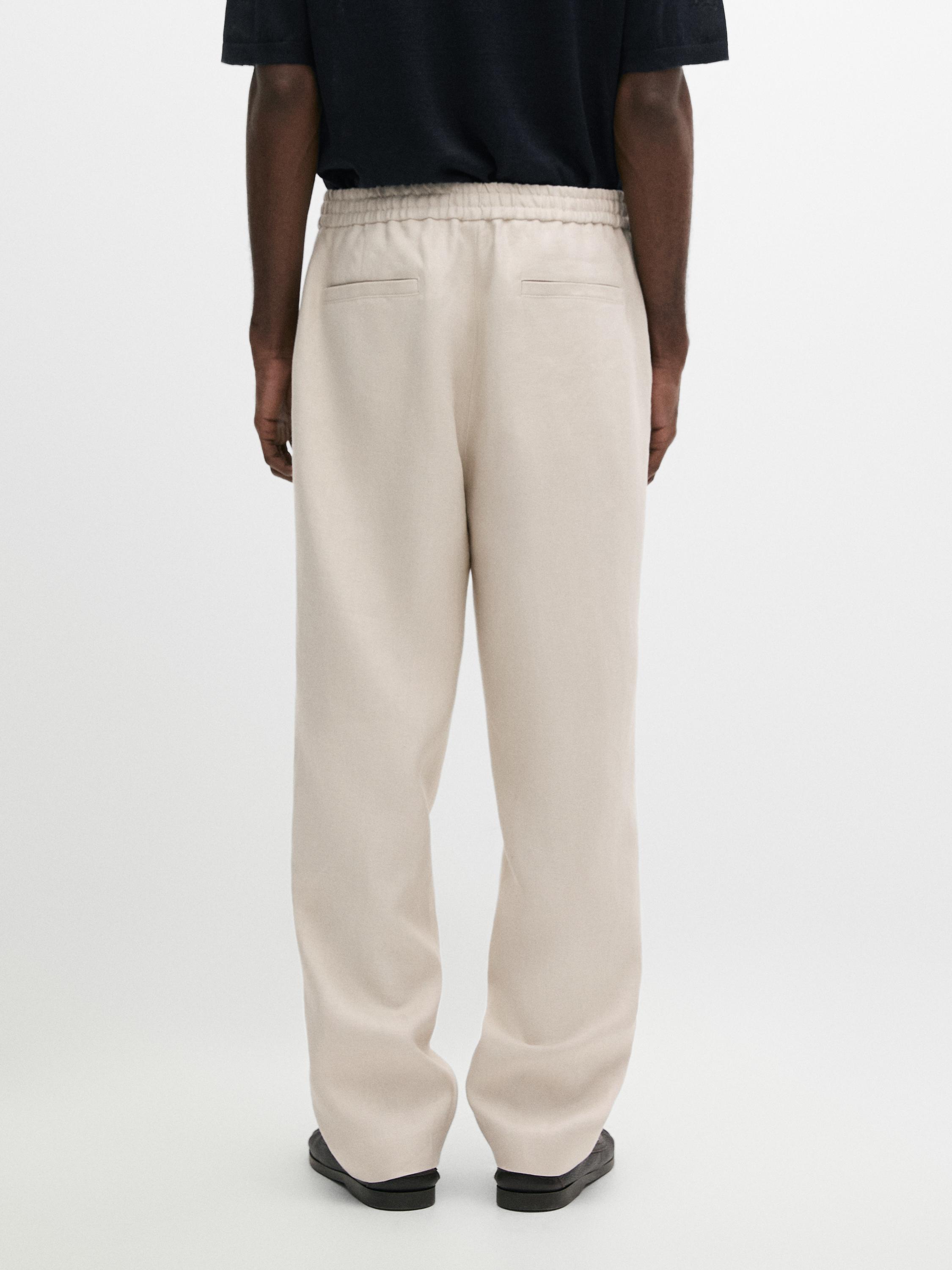 100% linen joggers — BEIGE