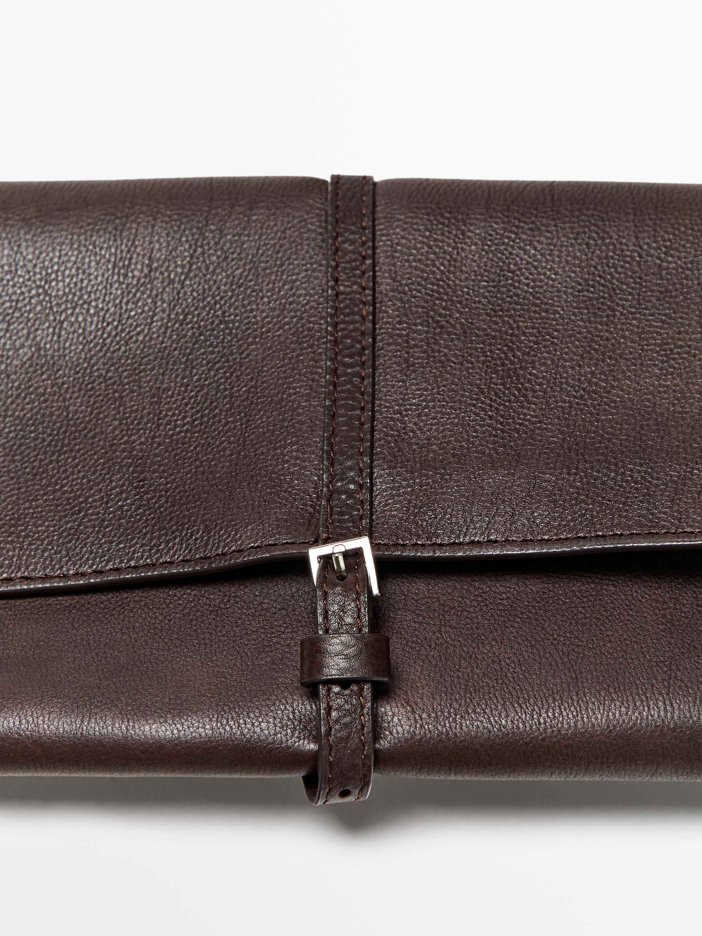 Nappa leather tech accessory case — BROWN
