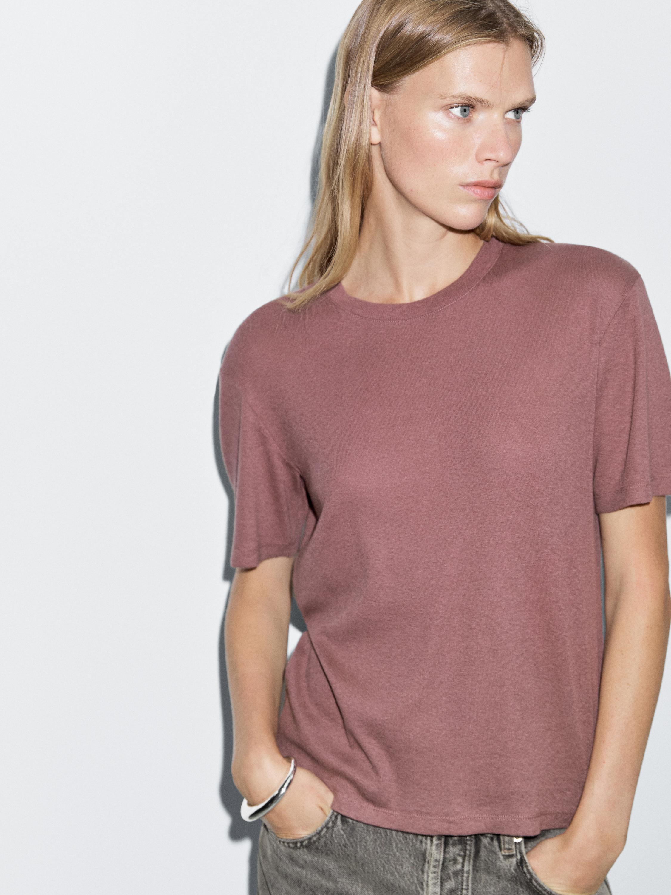 T-shirt met korte mouw van katoenmix