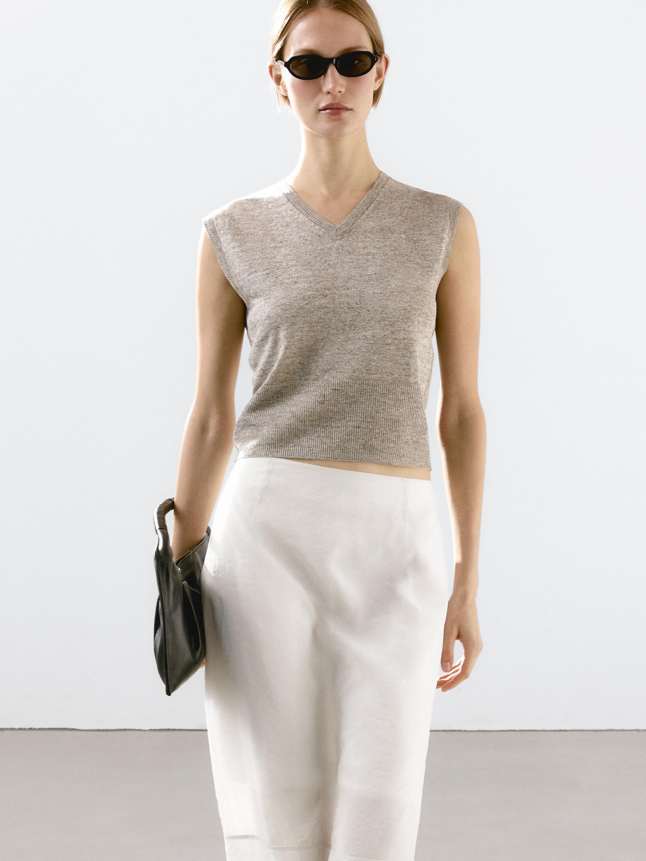 Veste lin en maille chinée