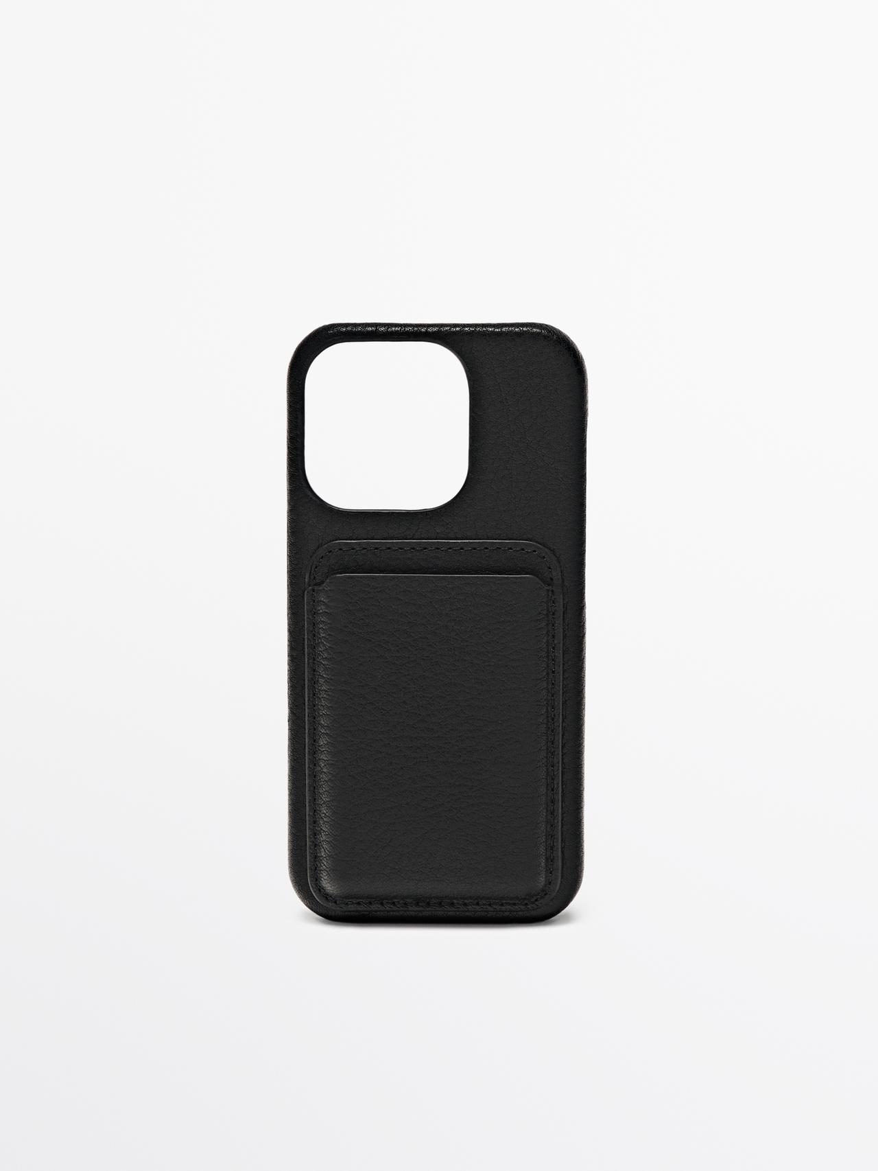 Coque Iphone 16 Pro En Cuir Nappa - Noir - 01 - Massimo Dutti - Homme