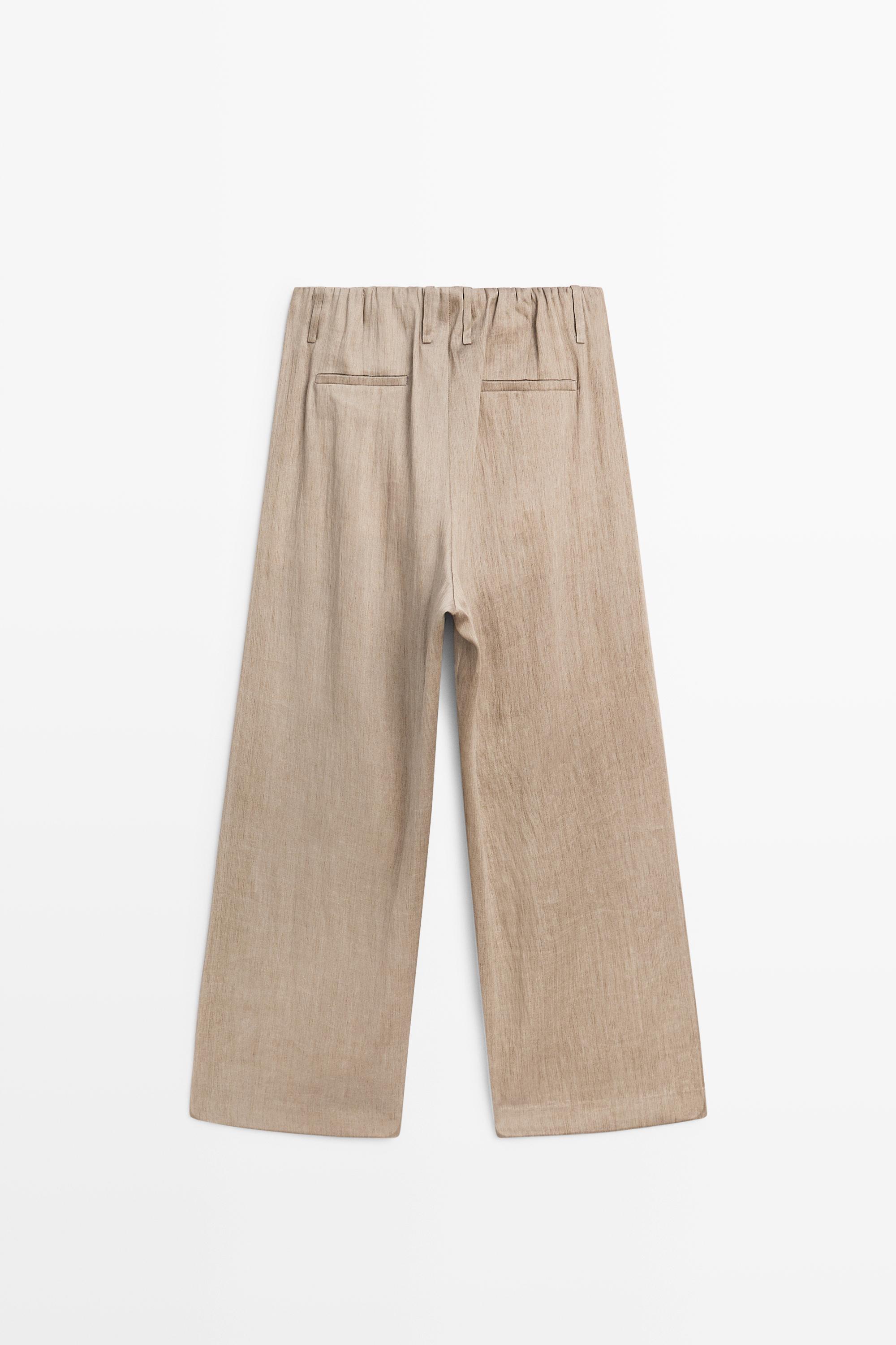 Satin pleated pants with elastic detail - STUDIO — STONE