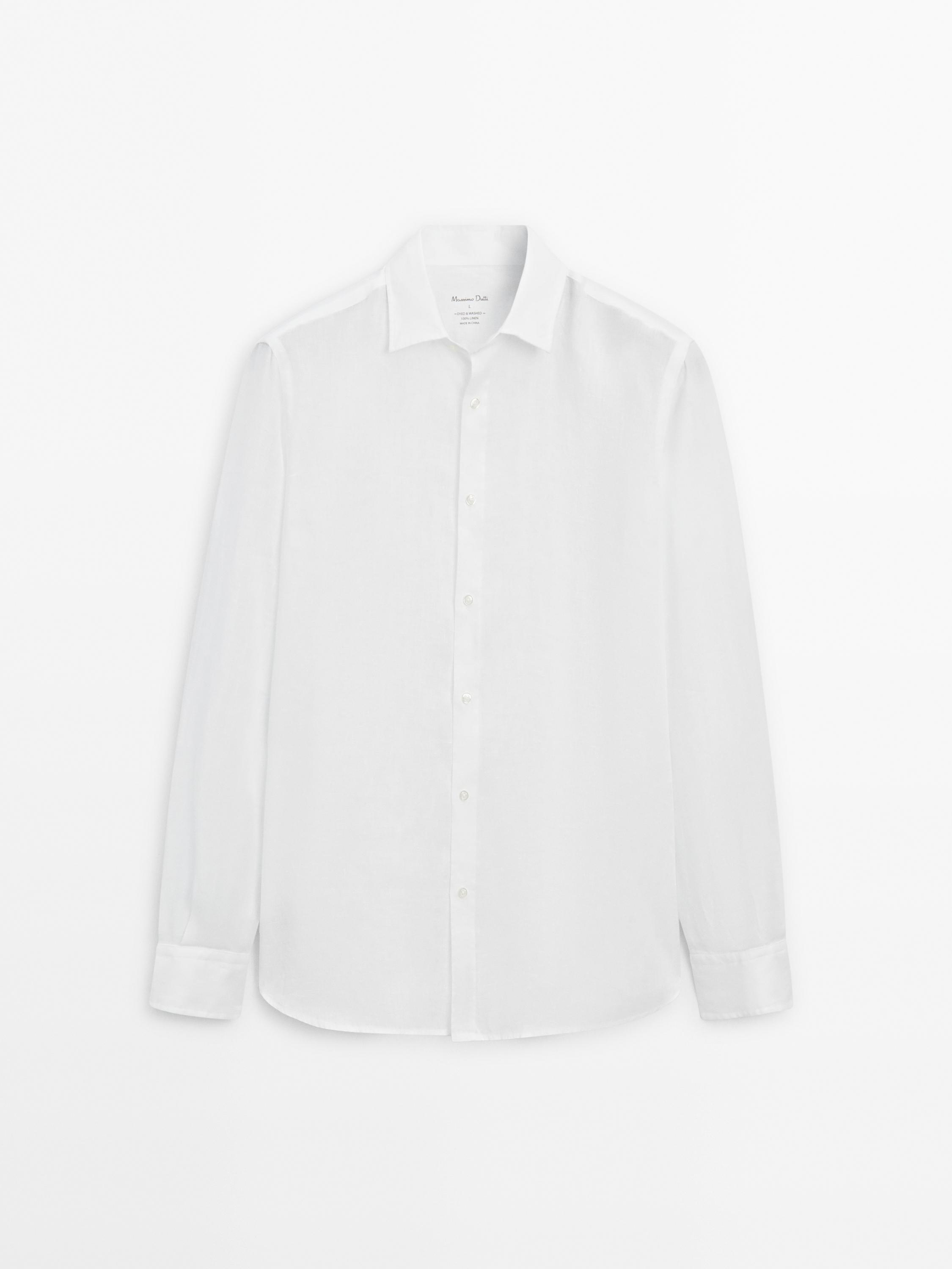 Slim-fit 100% linen shirt