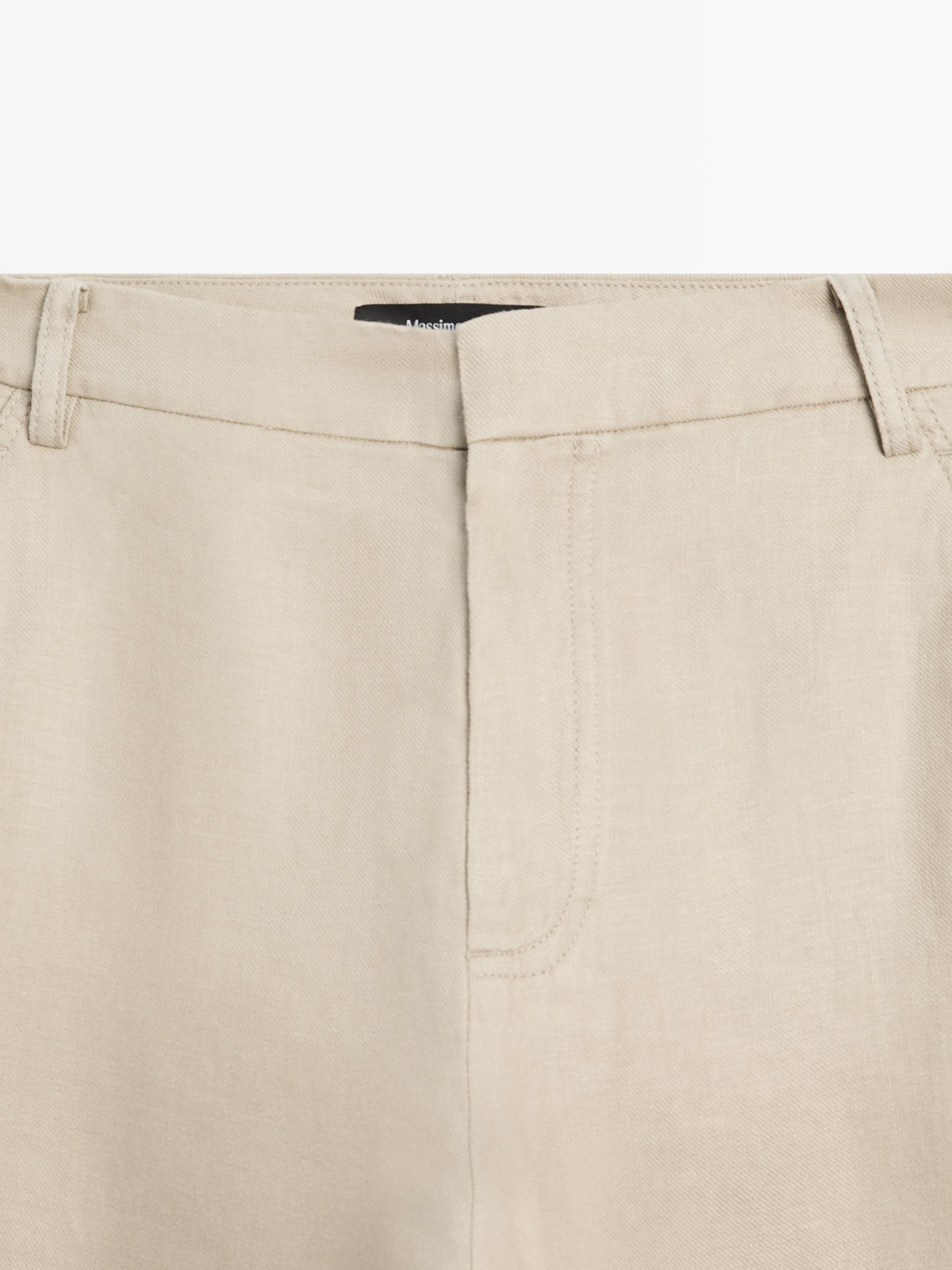 Flowing 100% linen trousers — STONE