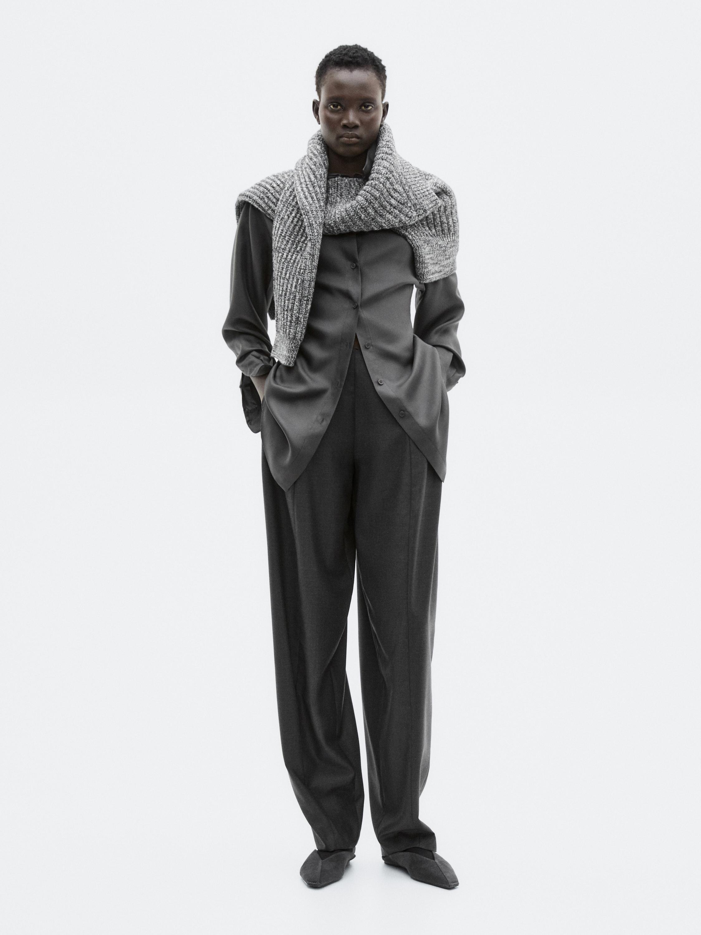 %100 ipek streç dökümlü gömlek - LIMITED