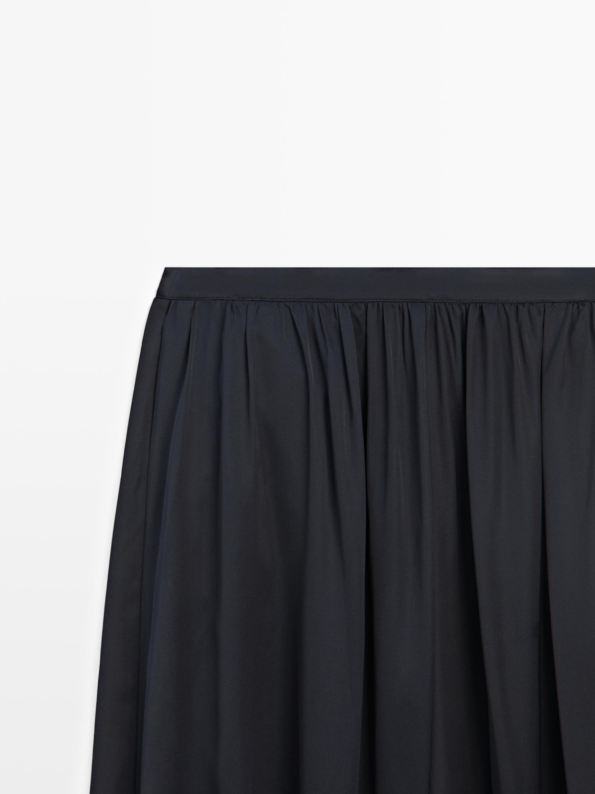 Balloon fit satin pants — Dark Blue