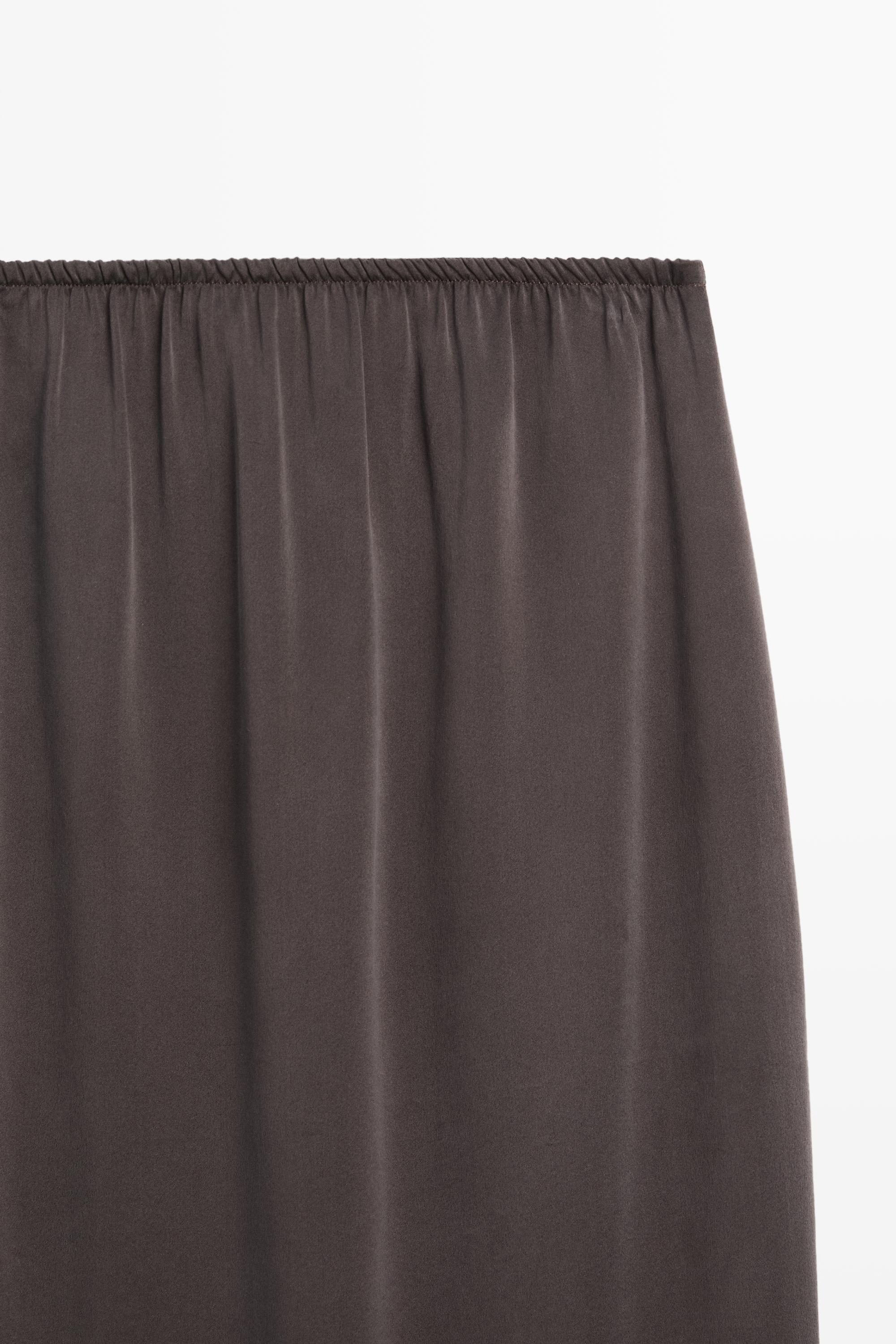 100% silk straight midi skirt — DARK GREY