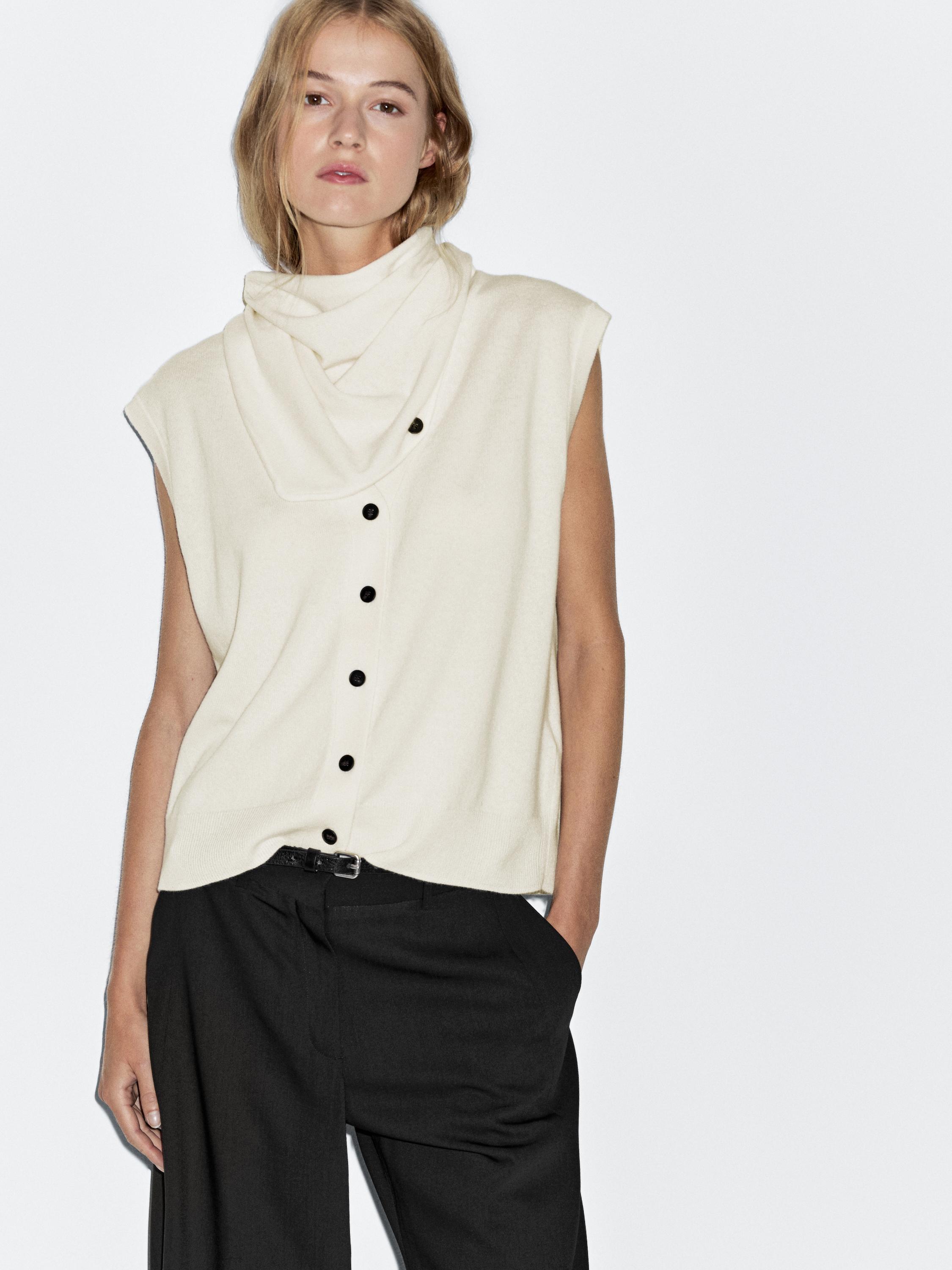 100% wool waistcoat with scarf detail