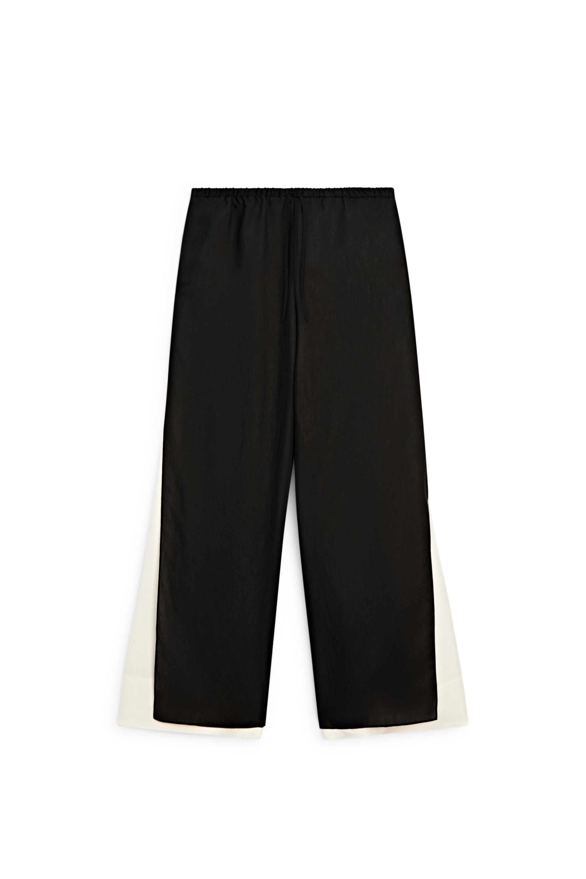 Flowing wide-leg co-ord pants — BLACK