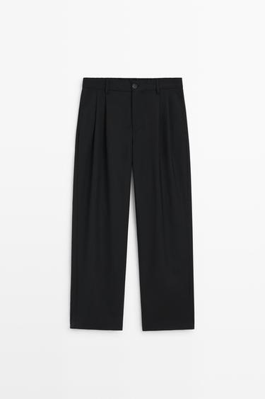 Double-pleated relaxed fit pants — NAVY BLUE 2