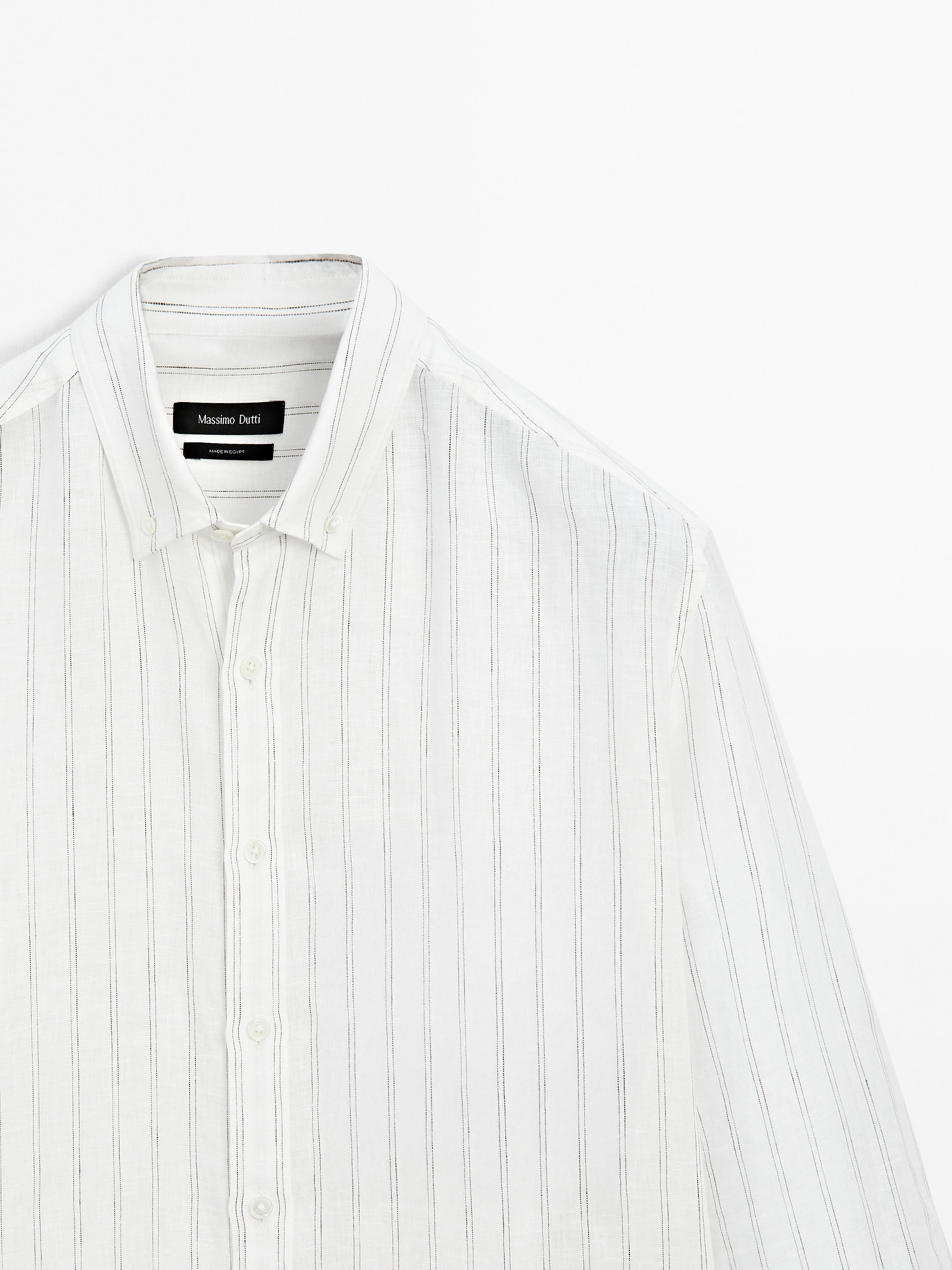 Camicia a righe regular fit in lino