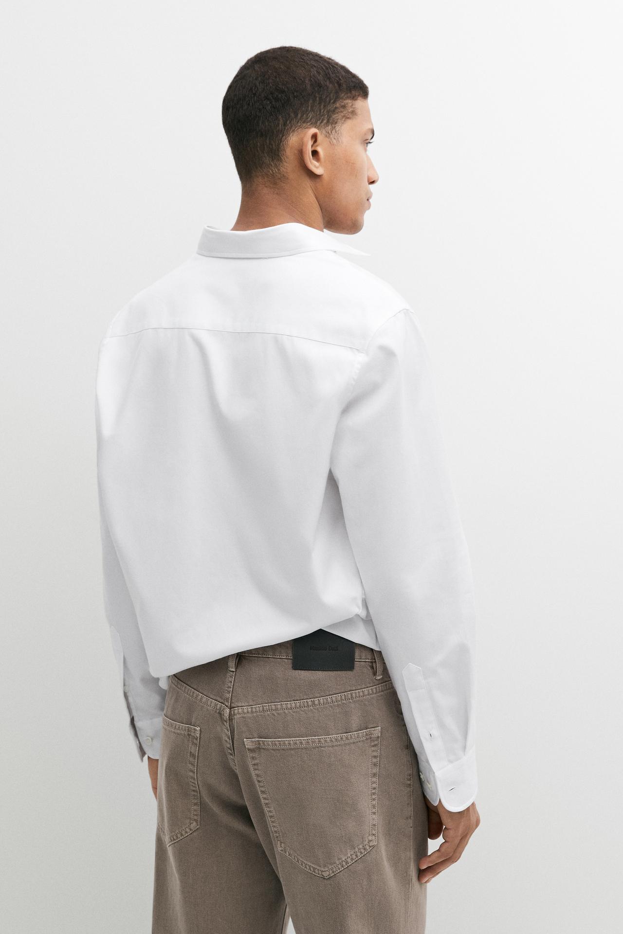100% cotton twill regular fit shirt — WHITE