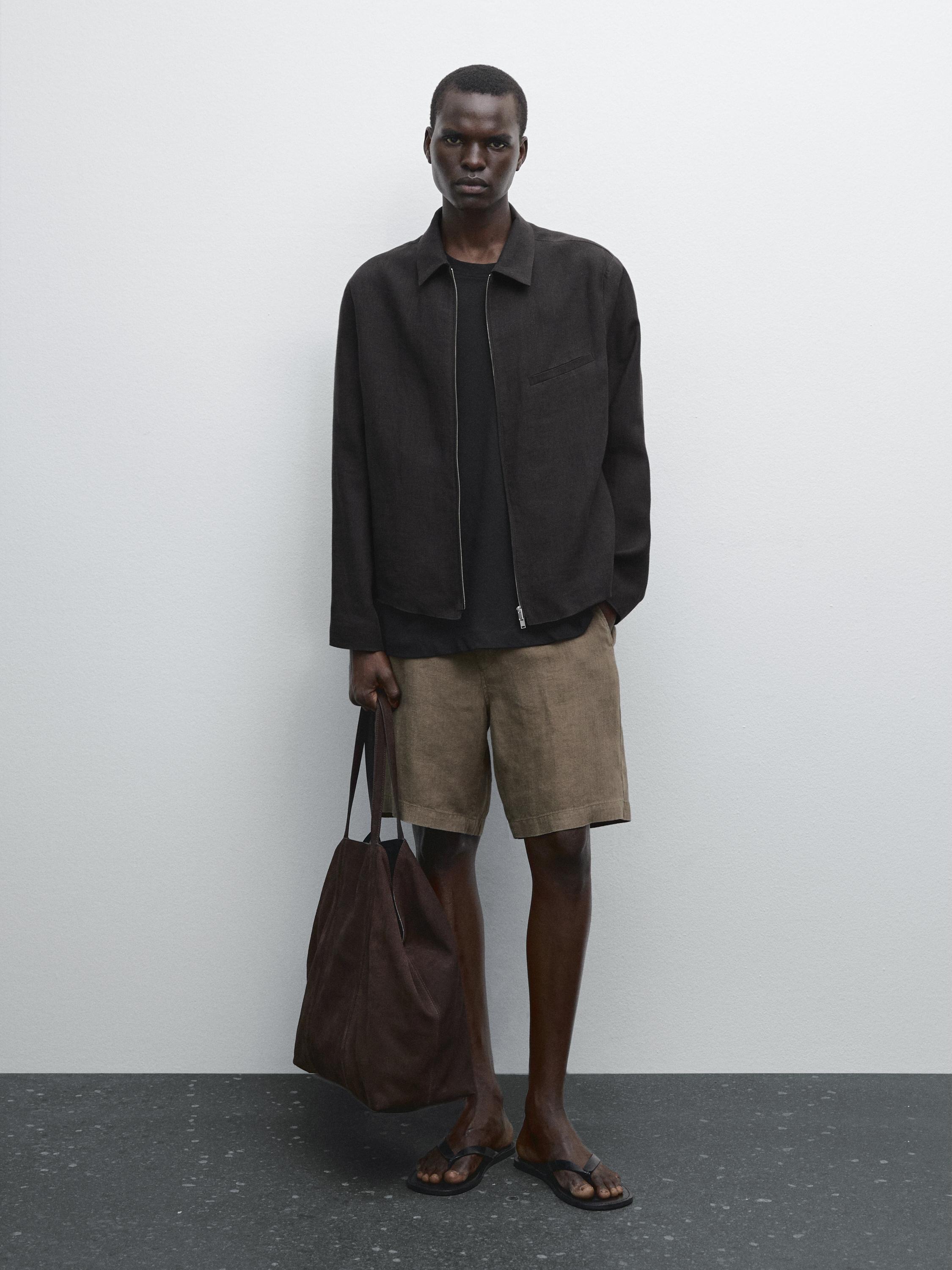 100% linen Bermuda shorts