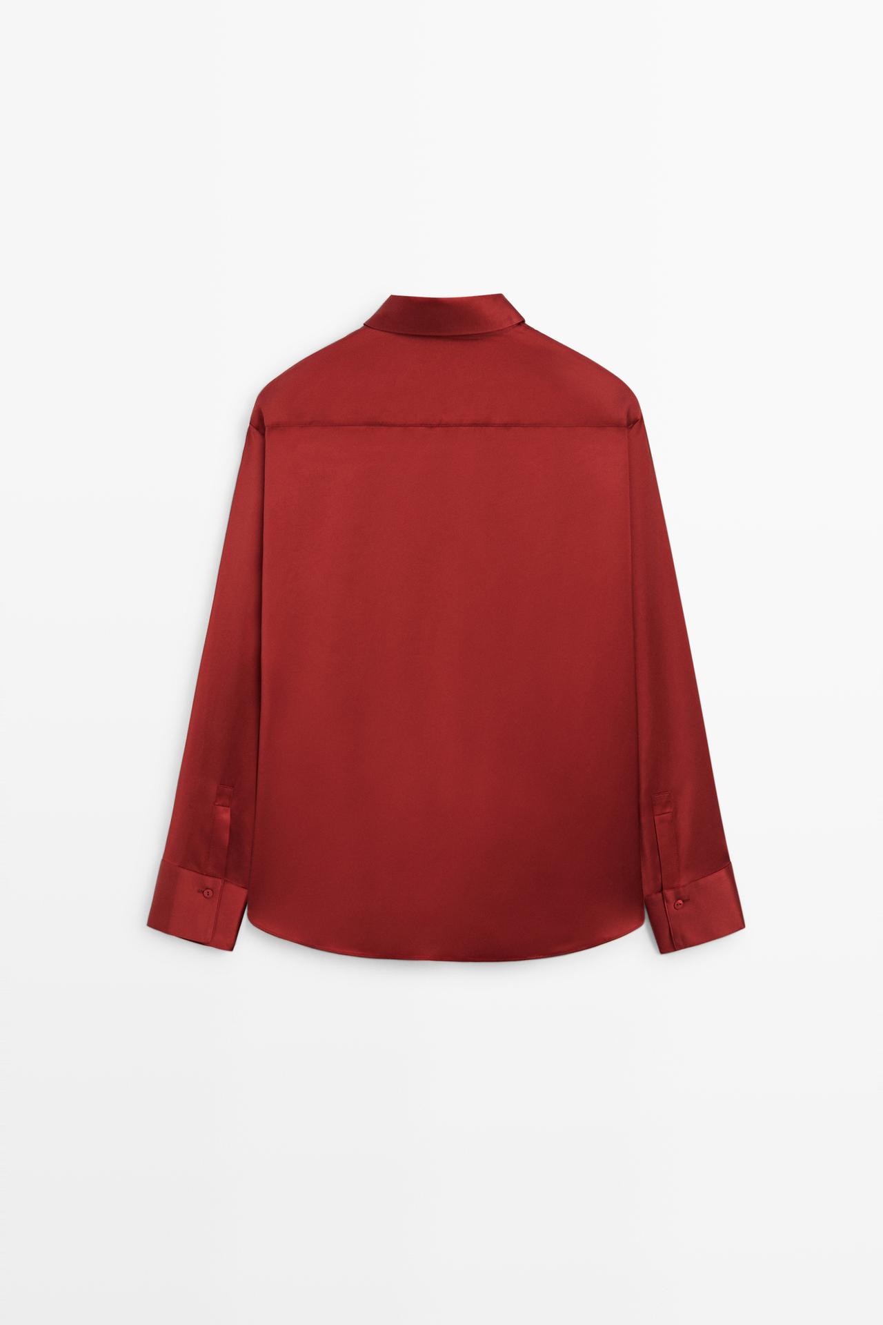 Flowing satin shirt — Red