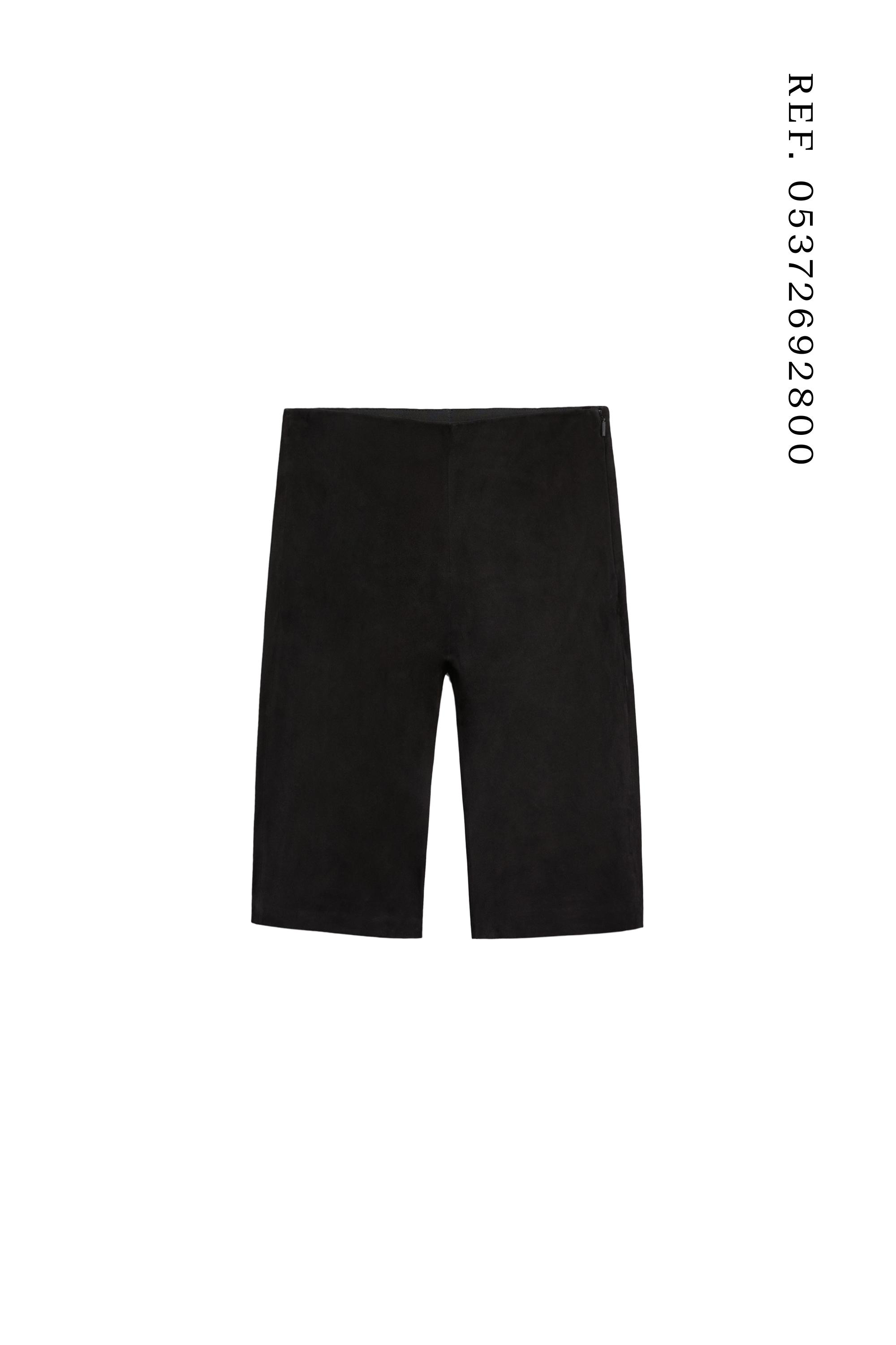Suede leather cycling shorts — BLACK