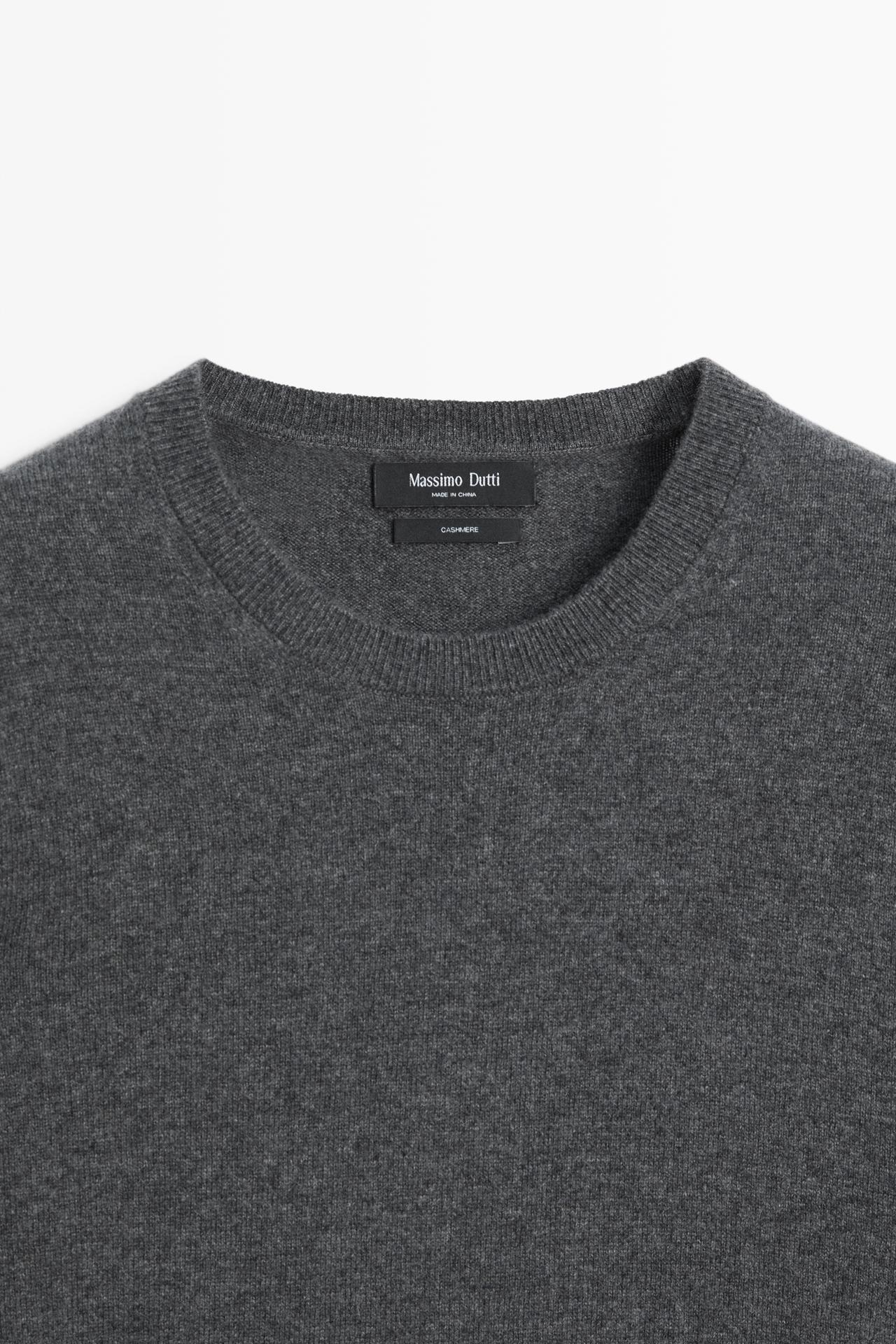 Knit 100% cashmere round neck sweater — MEDIUM GREY