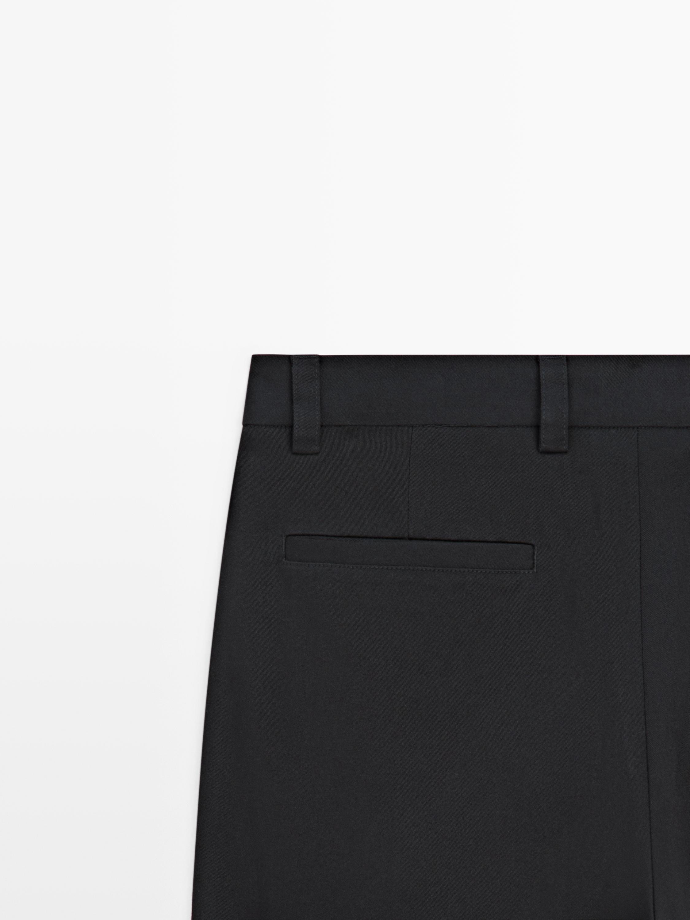 Cotton trousers with darts — NAVY BLUE