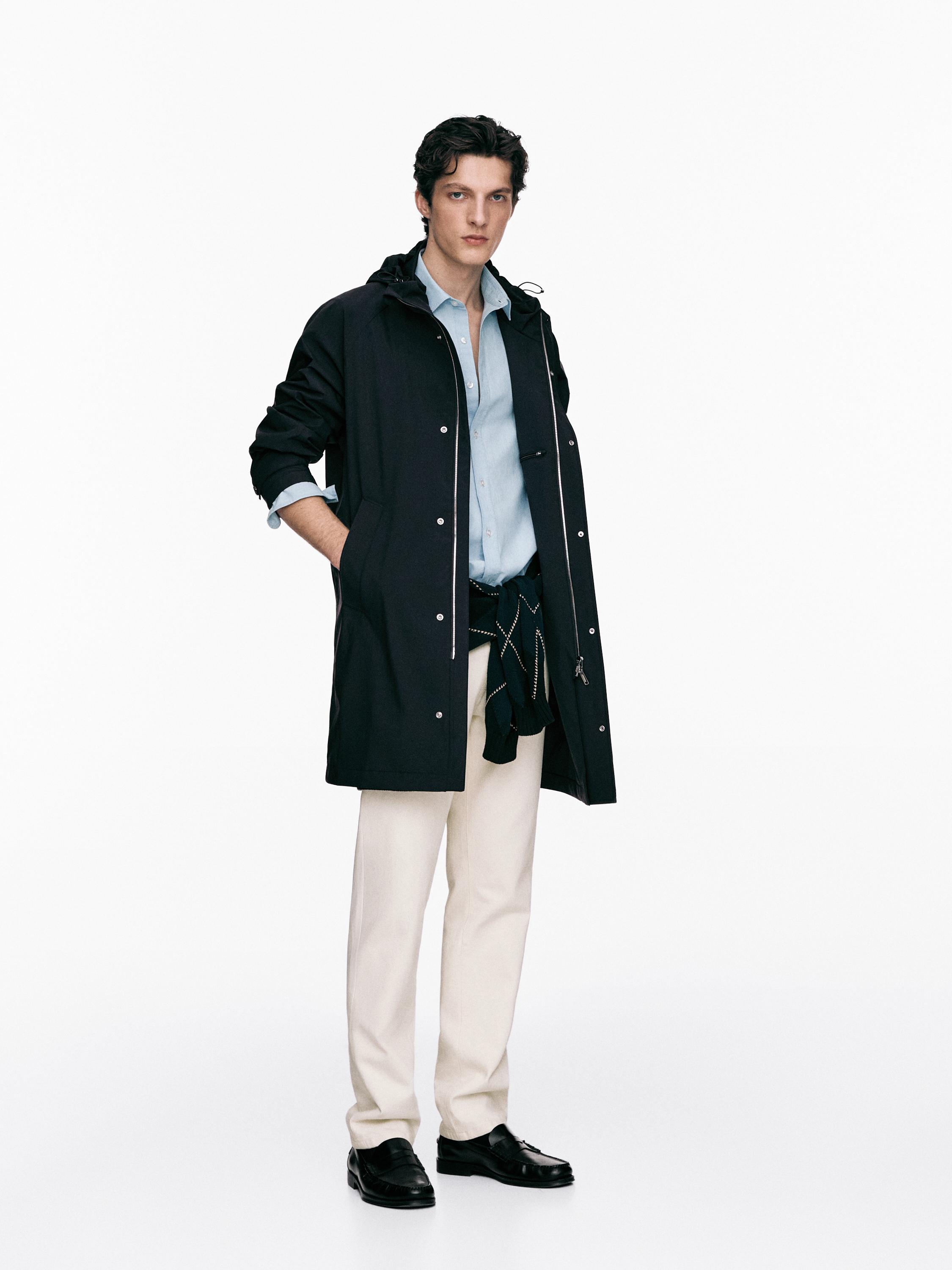 Long hooded parka — NAVY BLUE